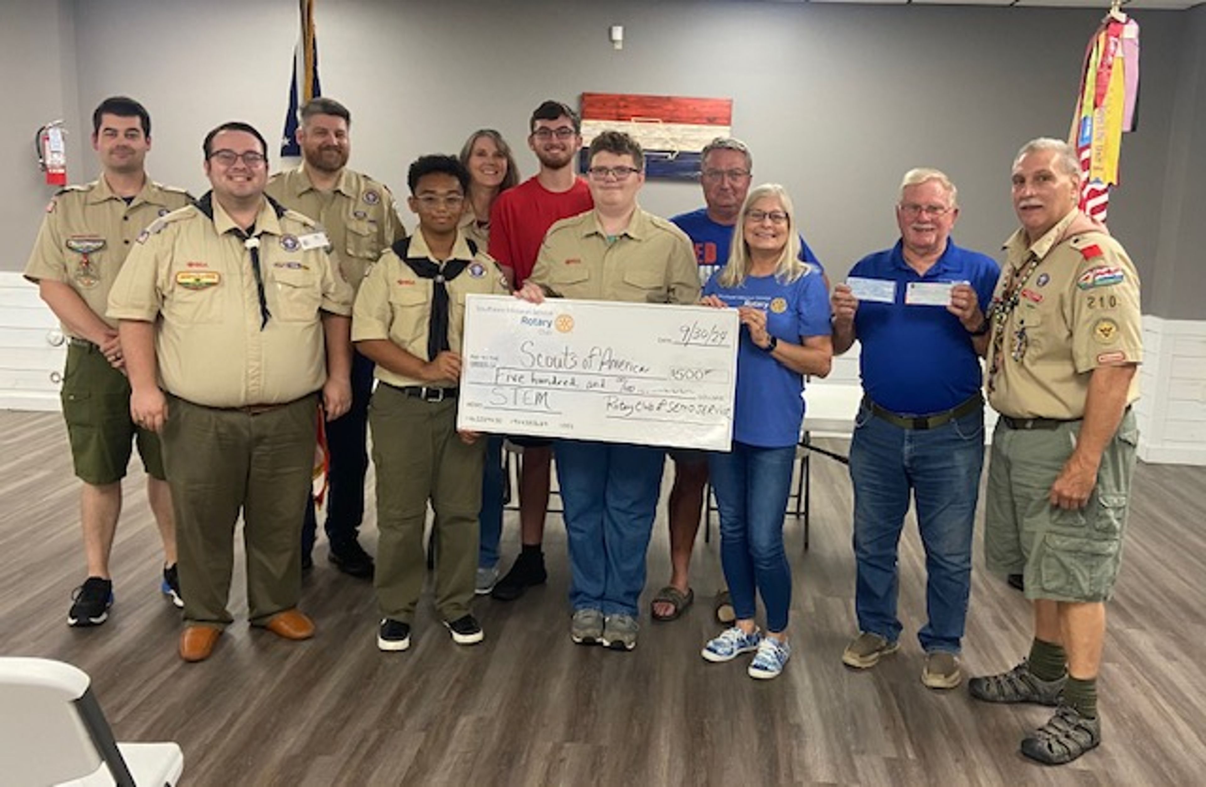 Troop 210 members and Rotary Club members Presentation