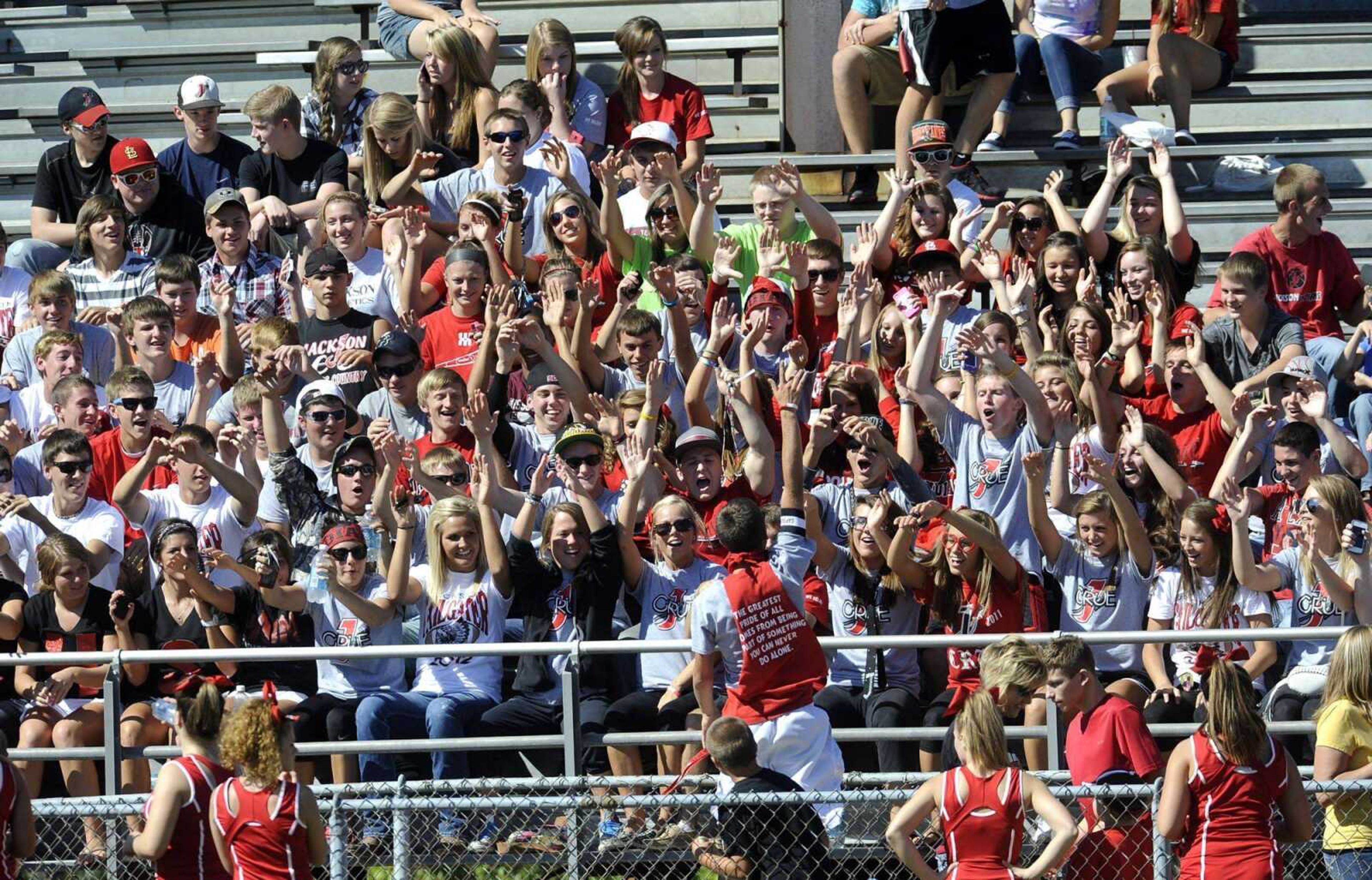 Jackson students get ready for the second half of the game with Farmington Saturday, Sept. 8, 2012 at Jackson High School. (Fred Lynch)