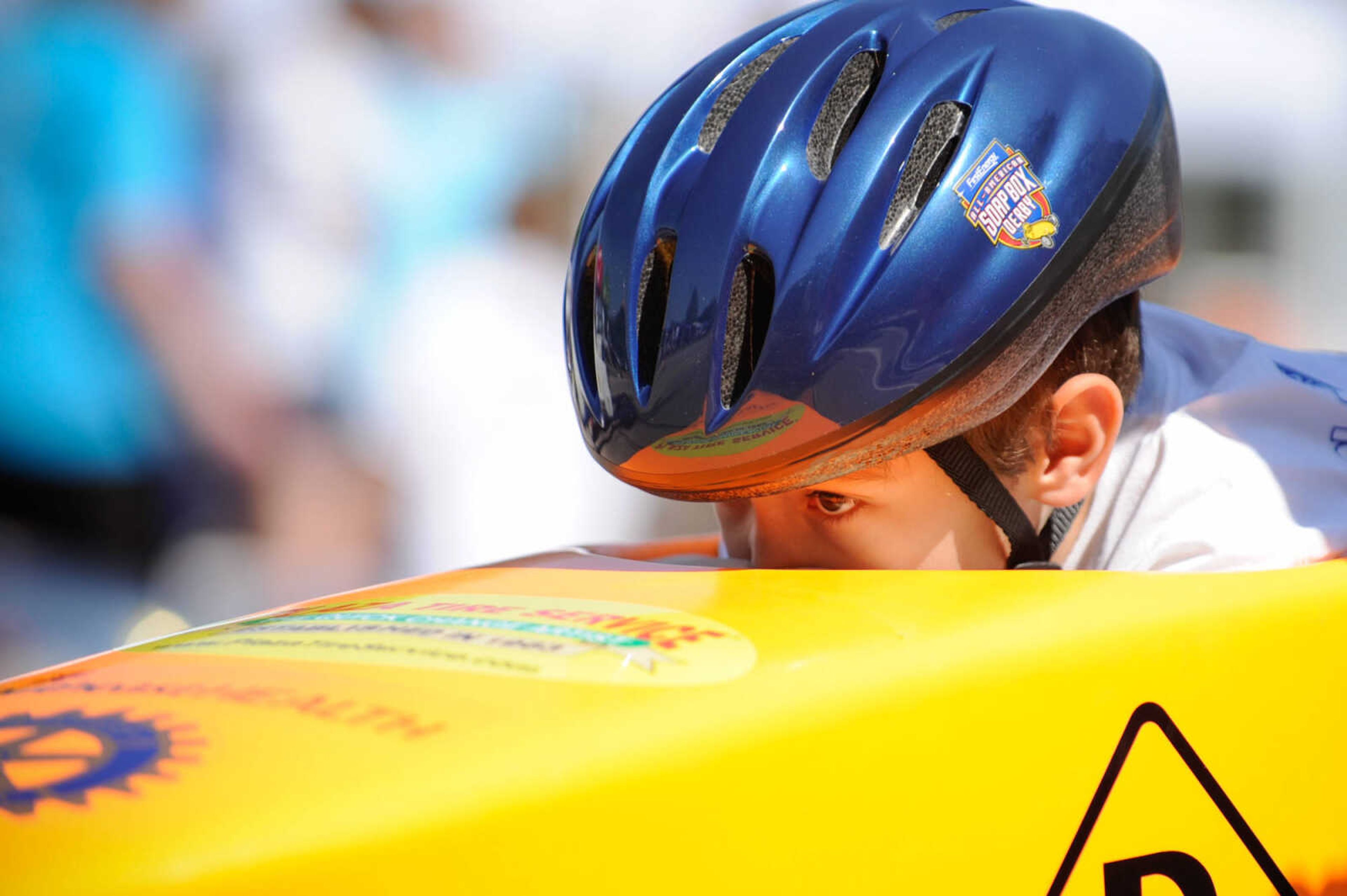 GLENN LANDBERG ~ glandberg@semissourian.com


Brock Randol gets into position at the staring line during the Cape Girardeau Rotary Club's Soap Box Derby Saturday, May 7, 2016 outside Blanchard Elementary School in Cape Girardeau. The 33 participants raced to qualify for the All American Soap Box Derby national race in Akron, Ohio in July.