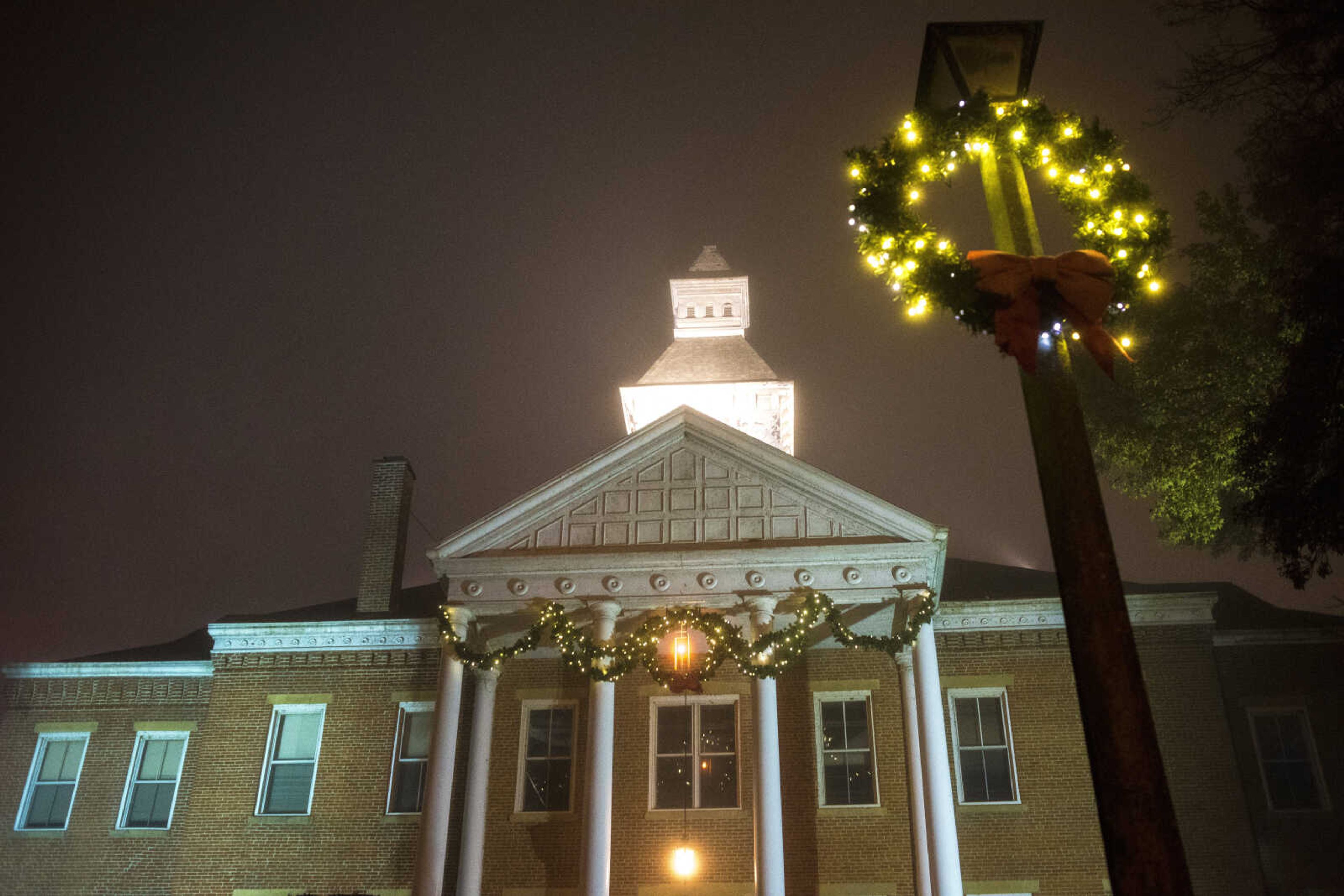 A view of holiday lights at the Common Pleas Courthouse downtown Cape Girardeau Wednesday, Nov. 15, 2017.