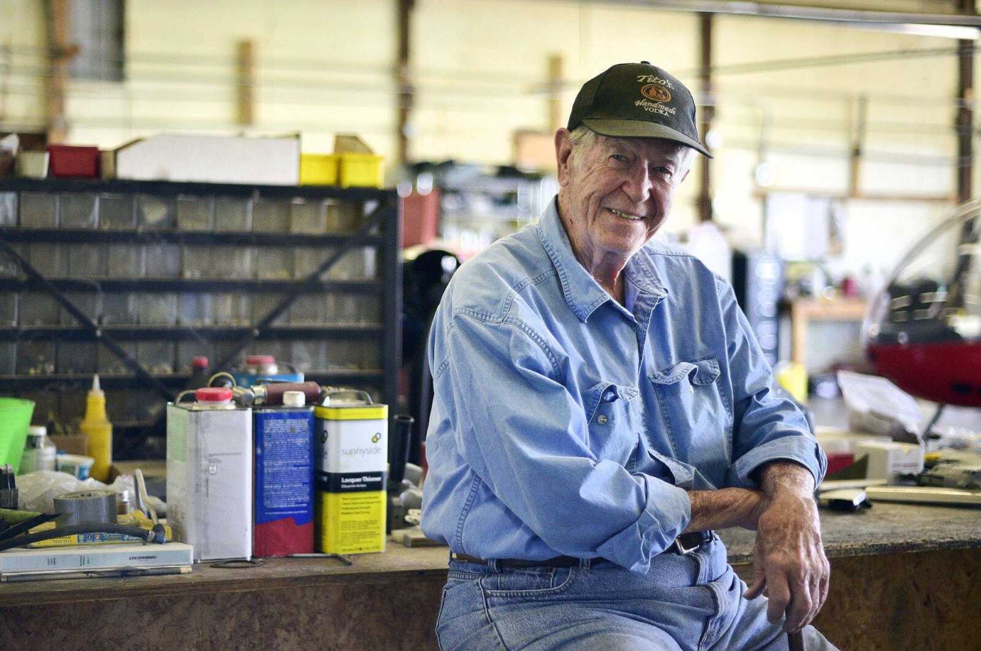 John Farquhar, or known to most as "Papa John" spends most of his days tinkering inside the hangar that houses Cape Copters at the Cape Girardeau Regional Airport.