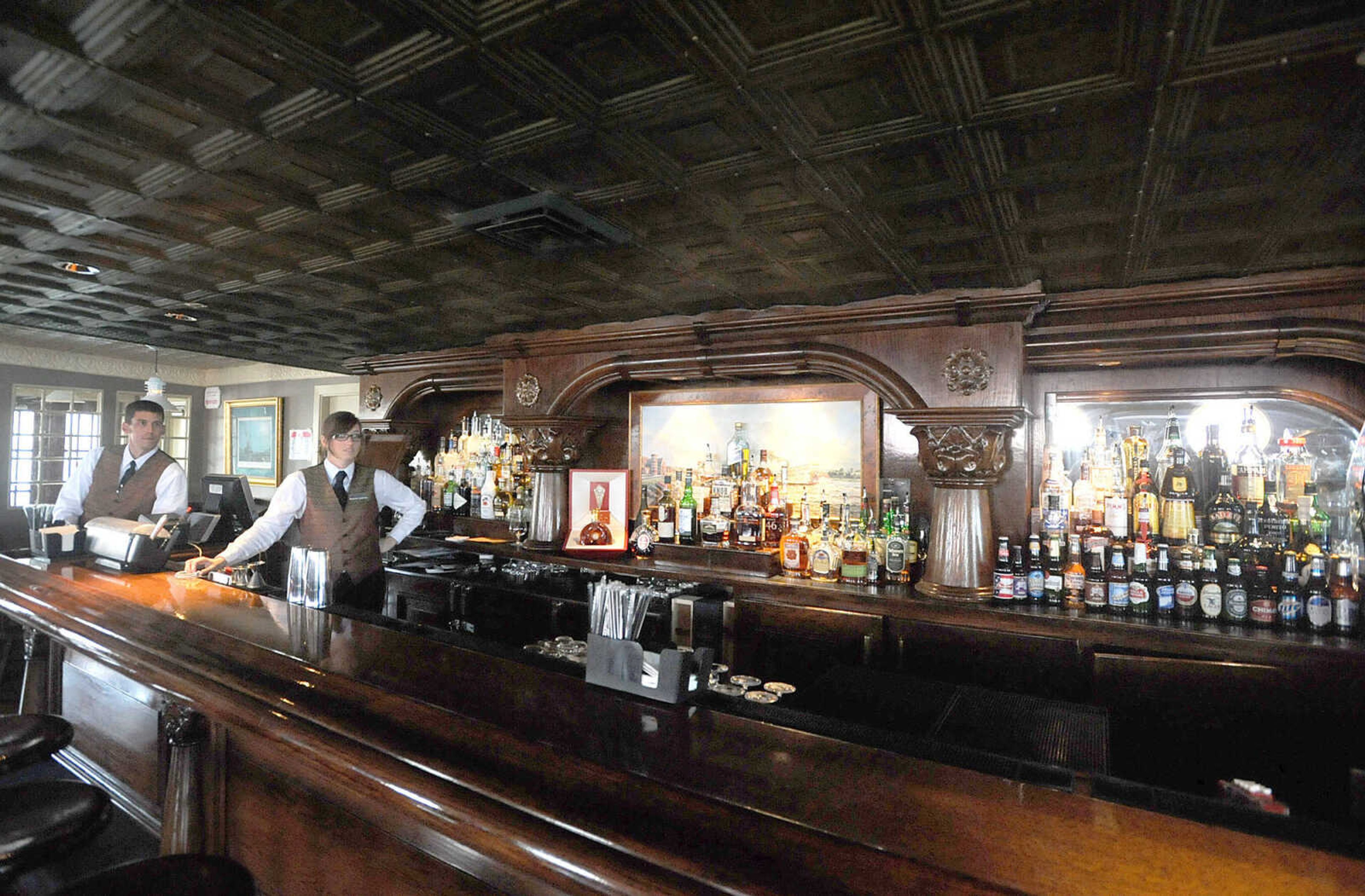 LAURA SIMON ~ lsimon@semissourian.com
A smaller saloon awaits passengers aboard the American Queen steamboat Monday, July 2, 2012 as it is docked in downtown Cape Girardeau.