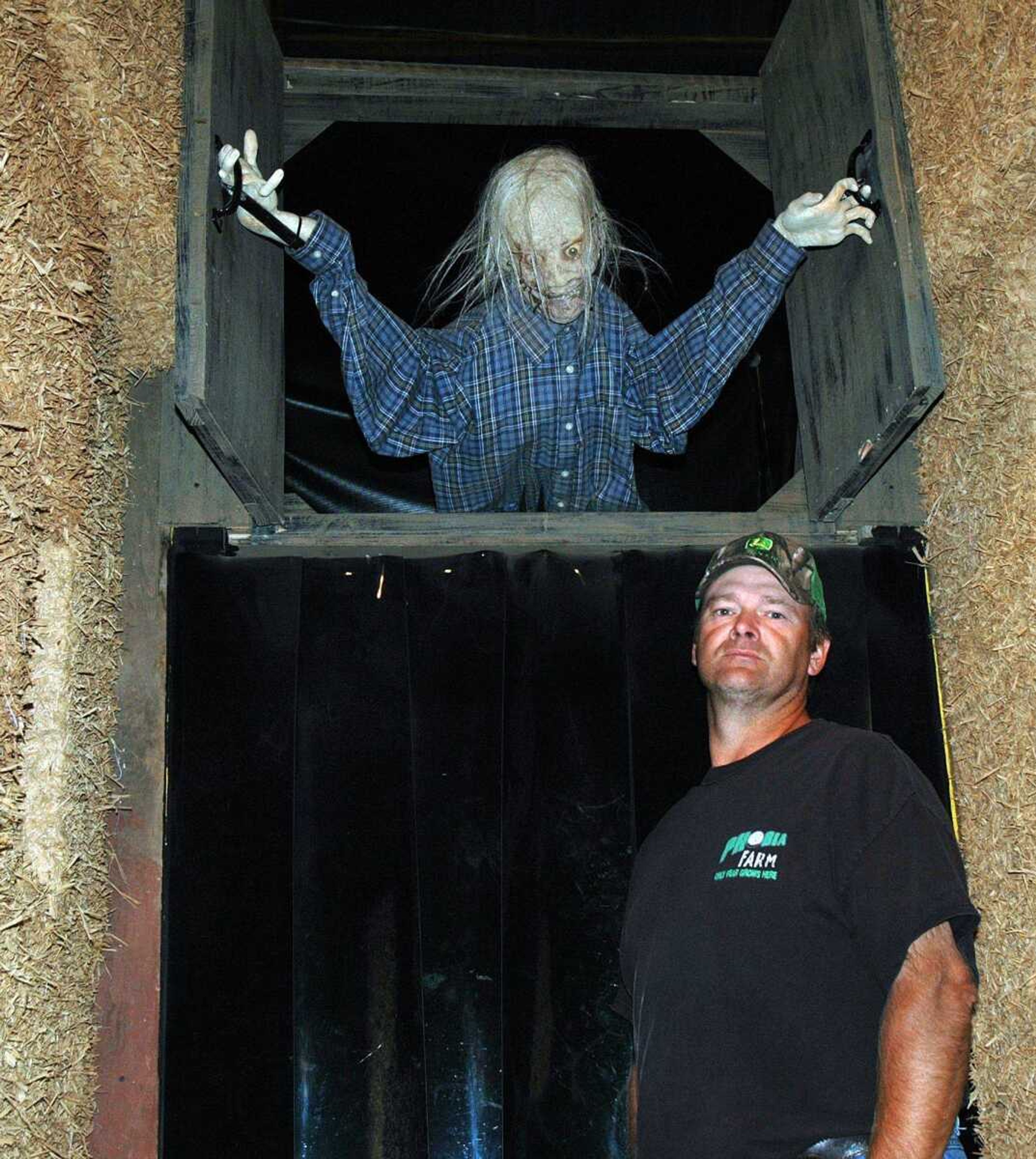 Donnie Beggs stands inside Phobia Farm, the haunted house at Beggs Family Farm in Blodgett, Mo.<br>MELISSA MILLER<br>mmiller@semissourian.com