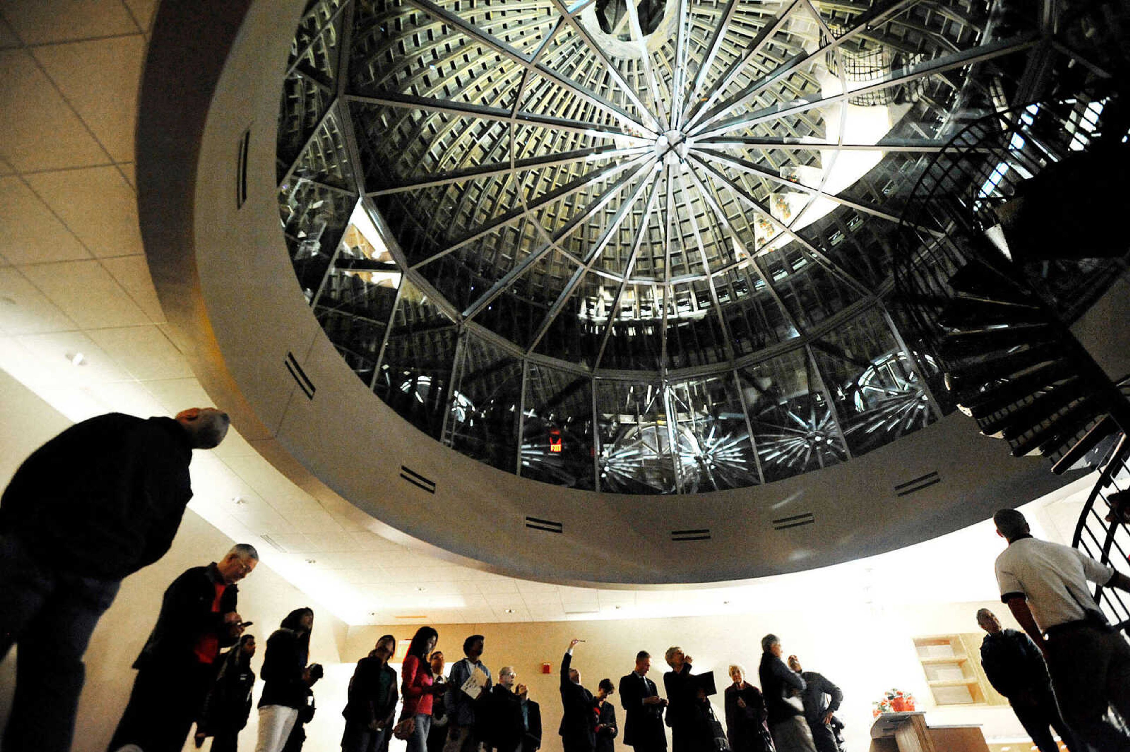 LAURA SIMON ~ lsimon@semissourian.com

Visitors take in the belly of Academic Hall's dome, Thursday, Oct. 24, 2013, during the grand reopening ceremony of Southeast Missouri State University's Academic Hall.