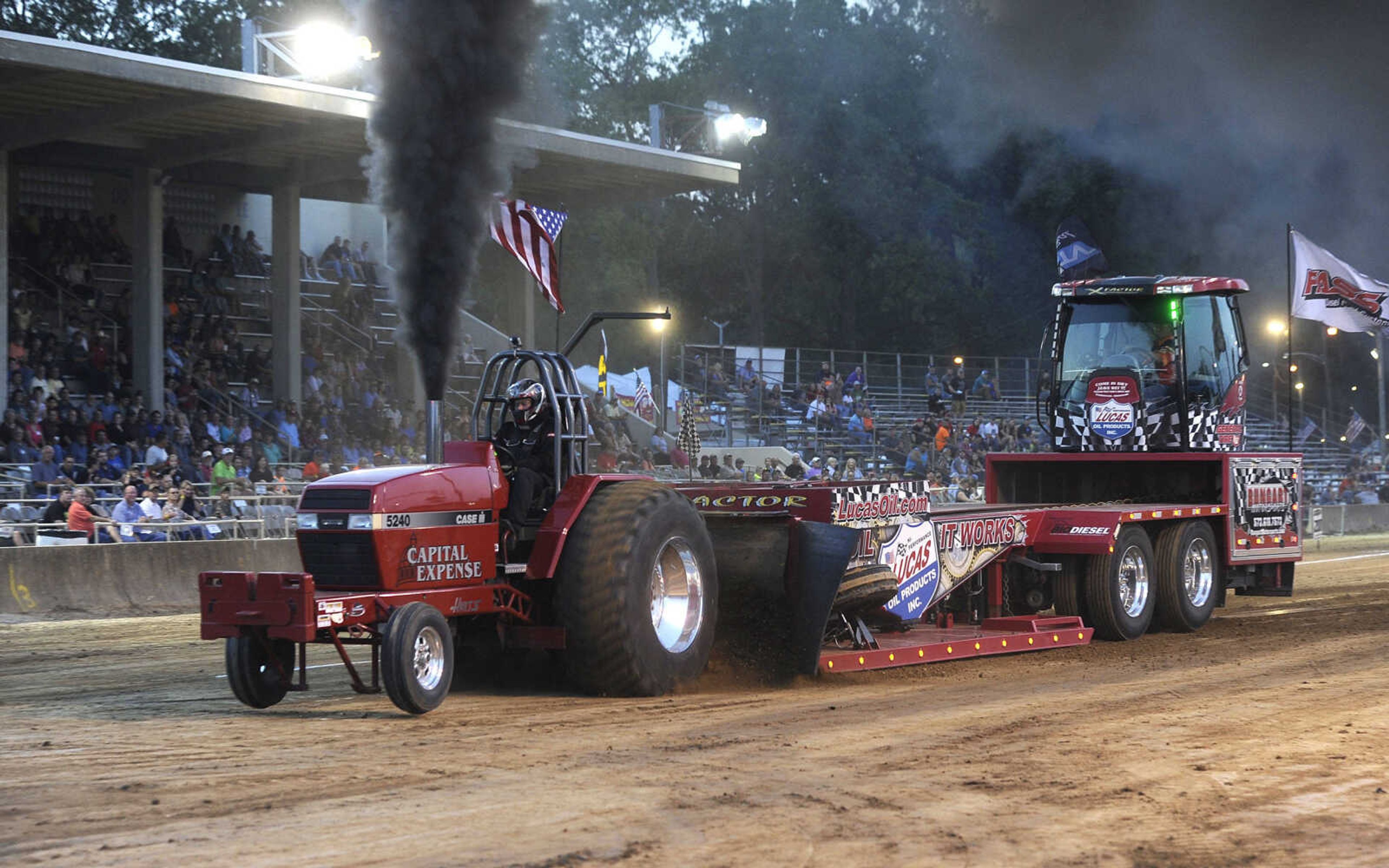 FRED LYNCH ~ flynch@semissourian.com
Greg Braun of Jefferson City, Missouri drives his Capital Expense in the DeWitt Auction/D&S Salvage Hot Rod Truck and Tractor Pull on Friday, Sept. 15, 2017 at the SEMO District Fair in Cape Girardeau.