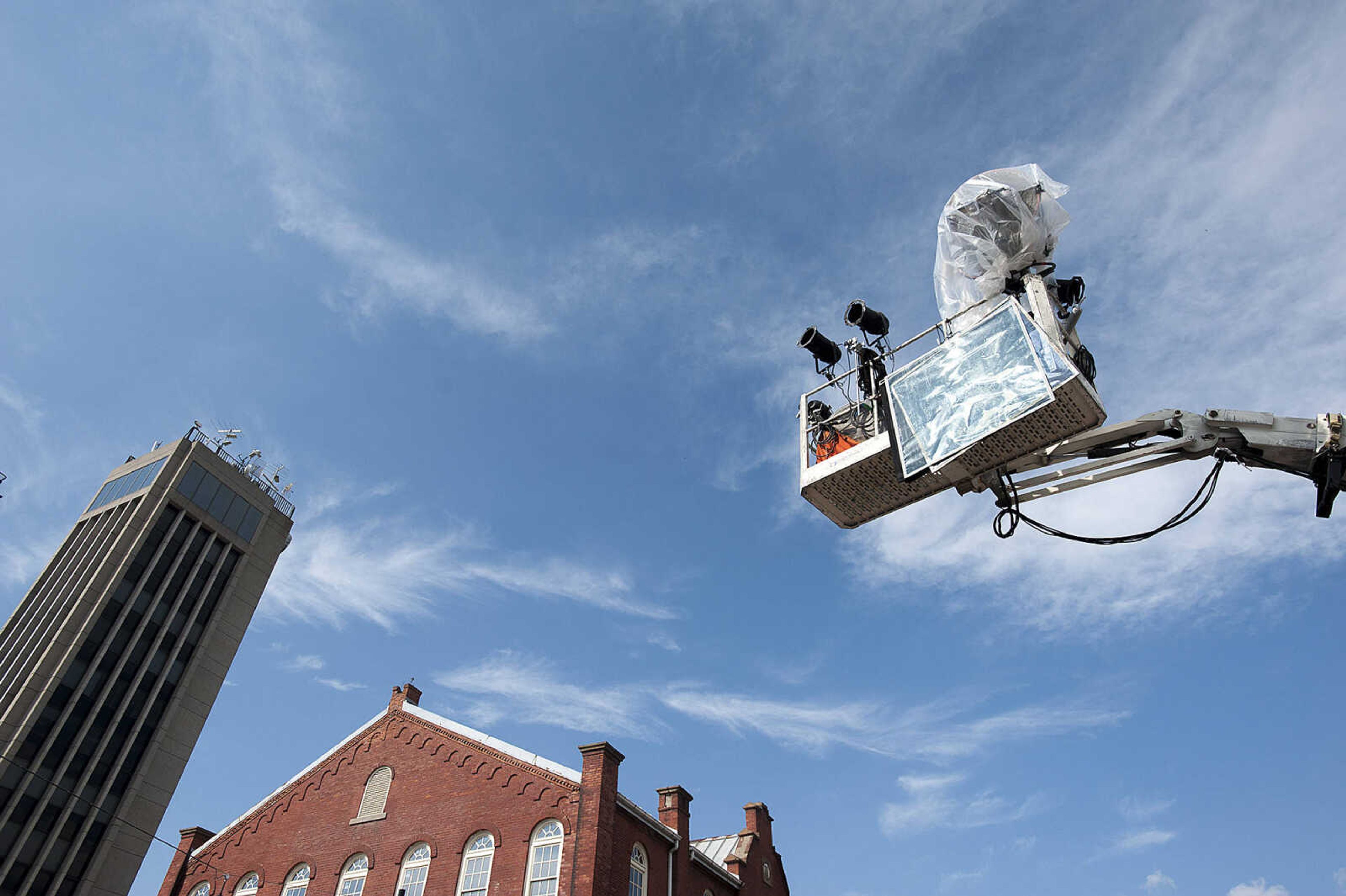 ADAM VOGLER ~ avogler@semissourian.com
Equipment for the 20th Century Fox feature film "Gone Girl," sits waiting to be used to film a scene at the Common Pleas Courthouse Thursday, Oct. 3, in downtown Cape Girardeau.