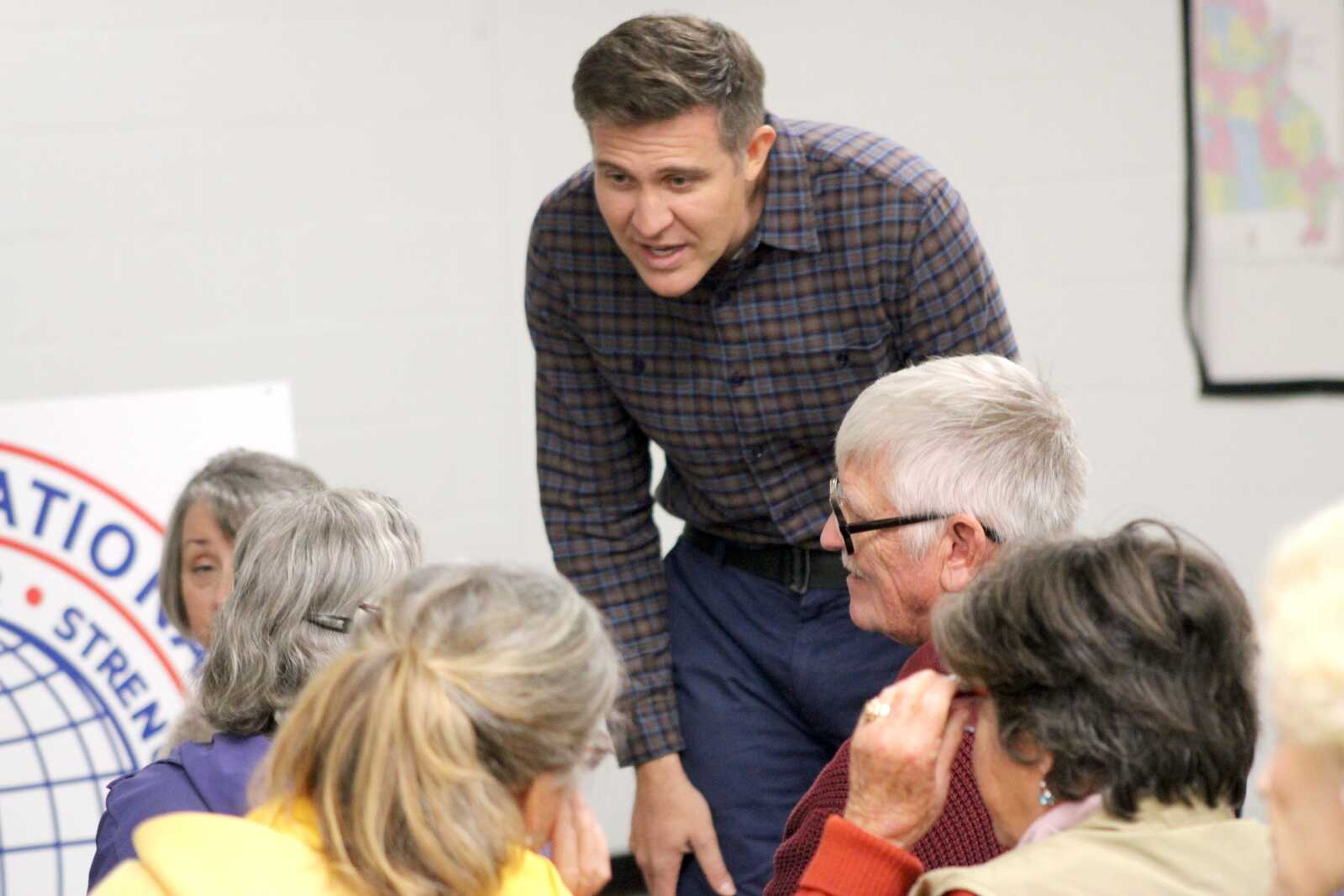 Lucas Kunce, Democratic candidate for U.S. Senate, held a town hall meeting Saturday, Oct. 28, at the Laborers International Union hall in Cape Girardeau. Kunce, who is seeking to unseat U.S. Sen. Josh Hawley next year, spoke on unionizing, ending the filibuster, the judiciary and Senate term limits.