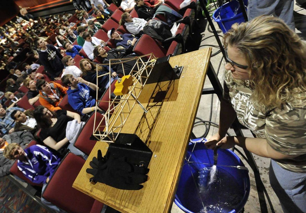 Model Building Contest Local theater hosts MoDOT bridge building competition