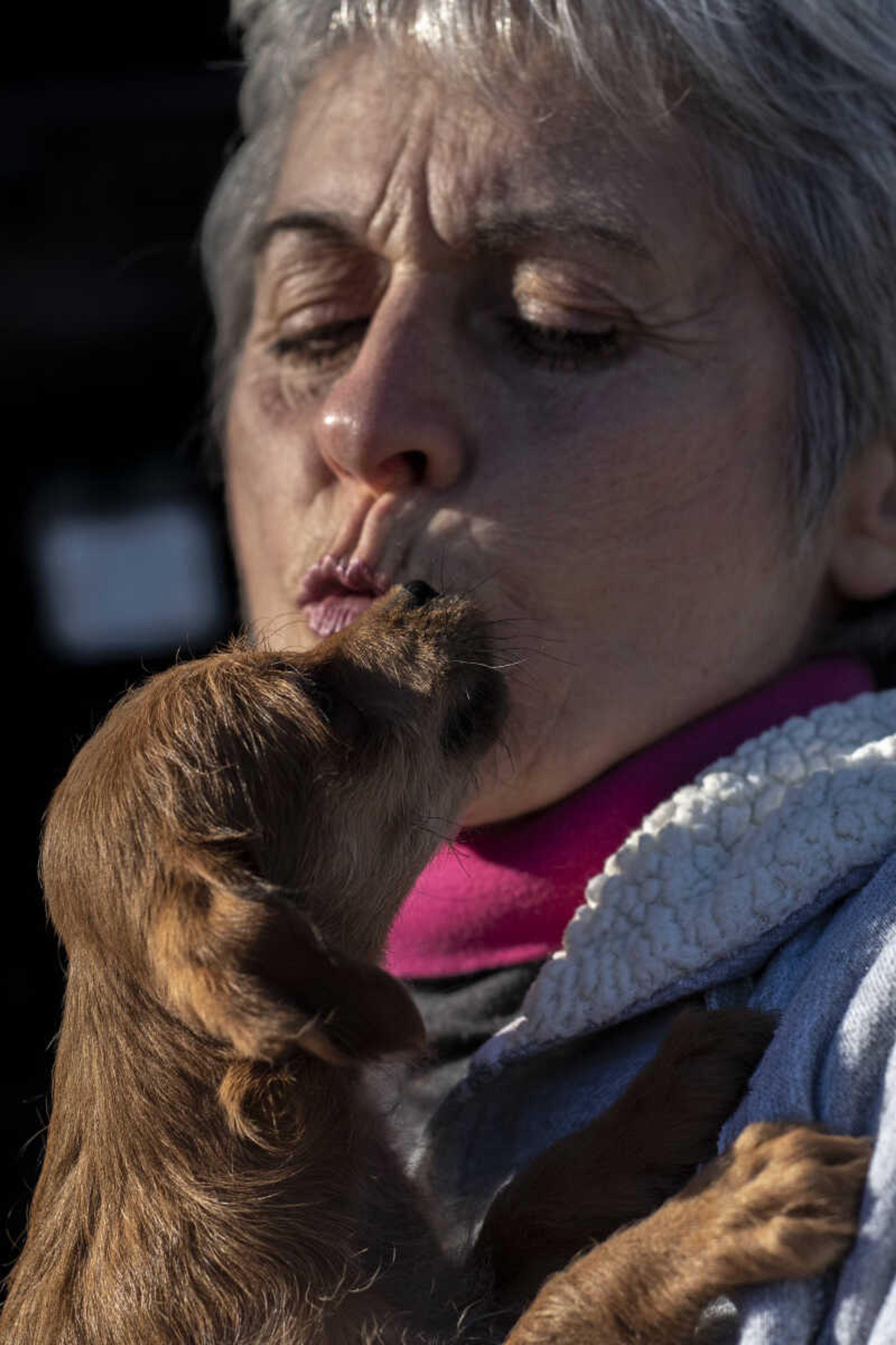 Marilyn Neville holds puppies which are quarantined at the Bollinger County Stray Project Wednesday Jan. 9, 2019, in Zalma.