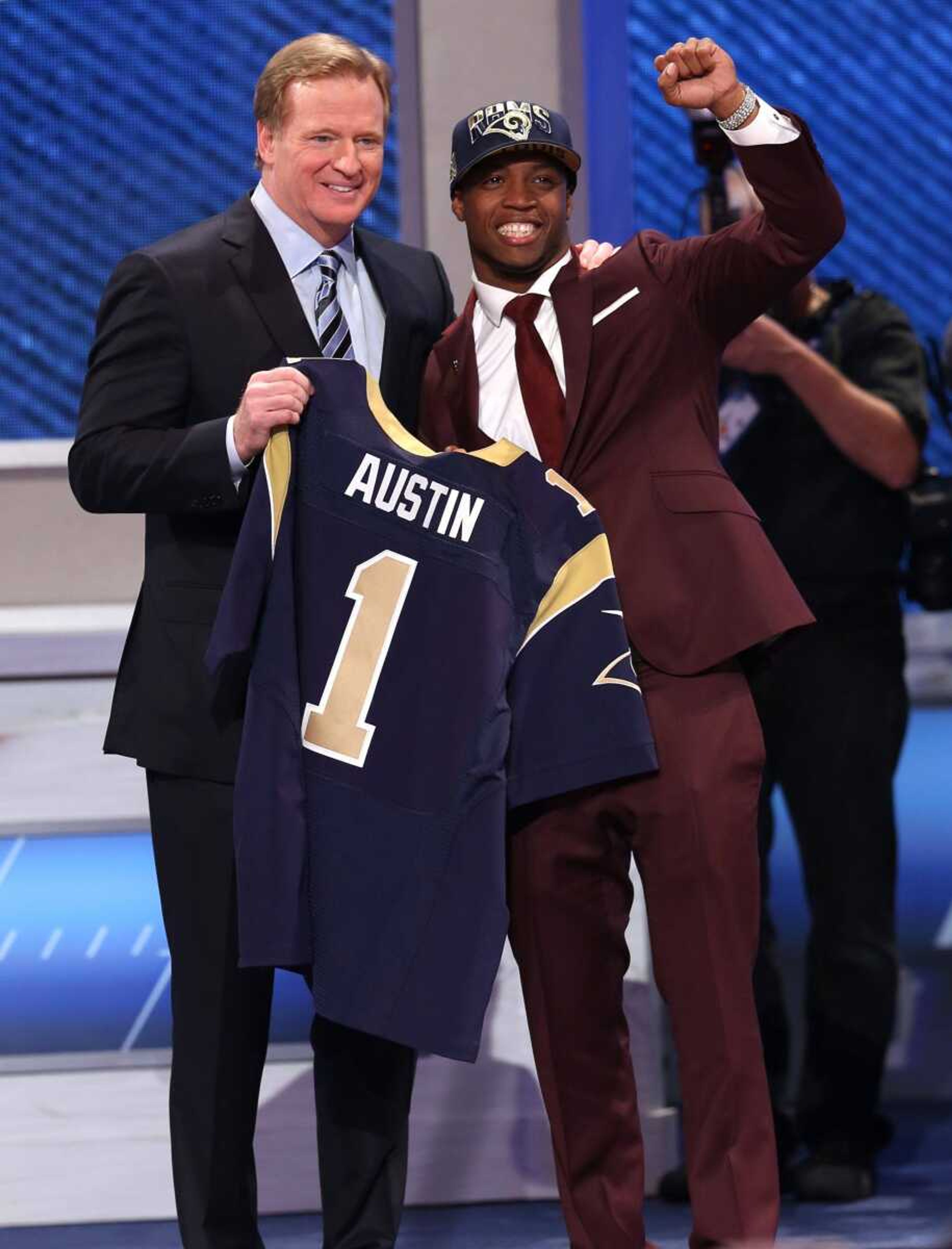 Tavon Austin, a wide receiver from West Virginia, gives the St. Louis Rams a much-needed offensive weapon for quarterback Sam Bradford. Austin was the eighth overall pick in the NFL draft, which concluded Saturday in New York City. (Gregory Payan ~ Associated Press)