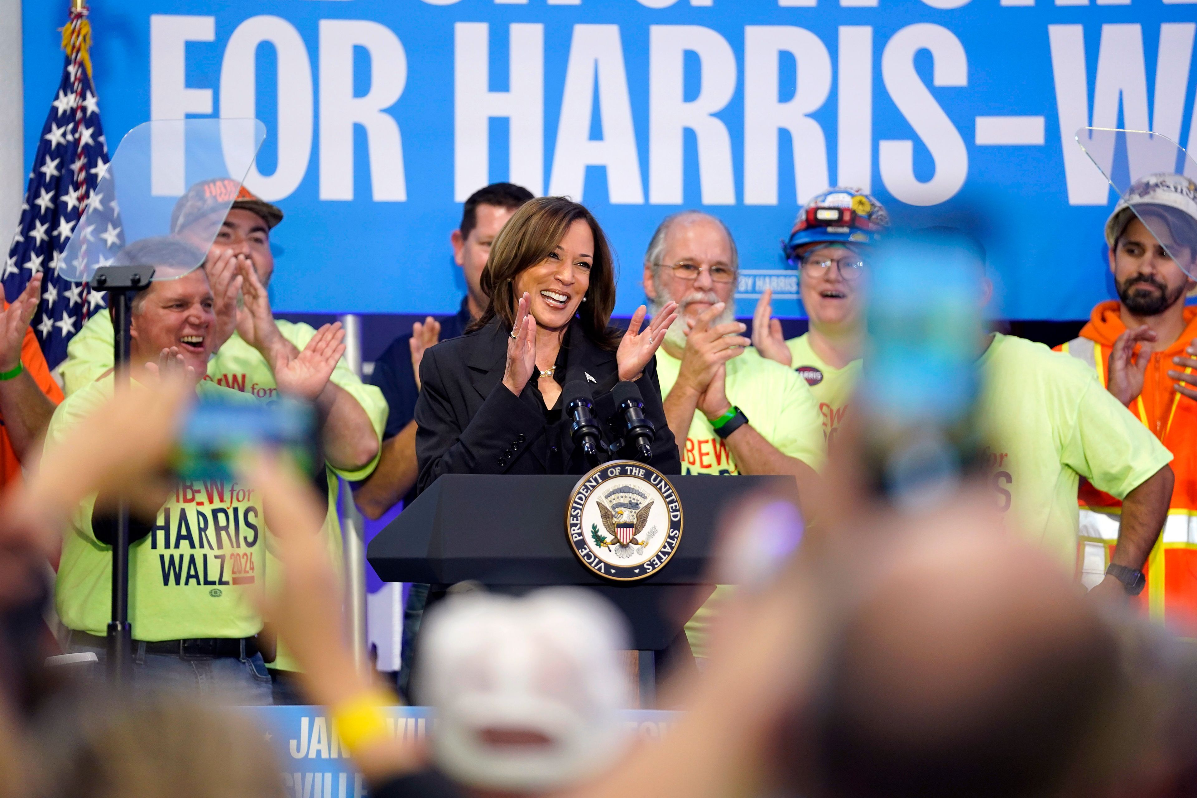 Democratic presidential nominee Vice President Kamala Harris speaks during a campaign event in Janesville, Wis., Friday, Nov. 1, 2024. (AP Photo/Kayla Wolf)