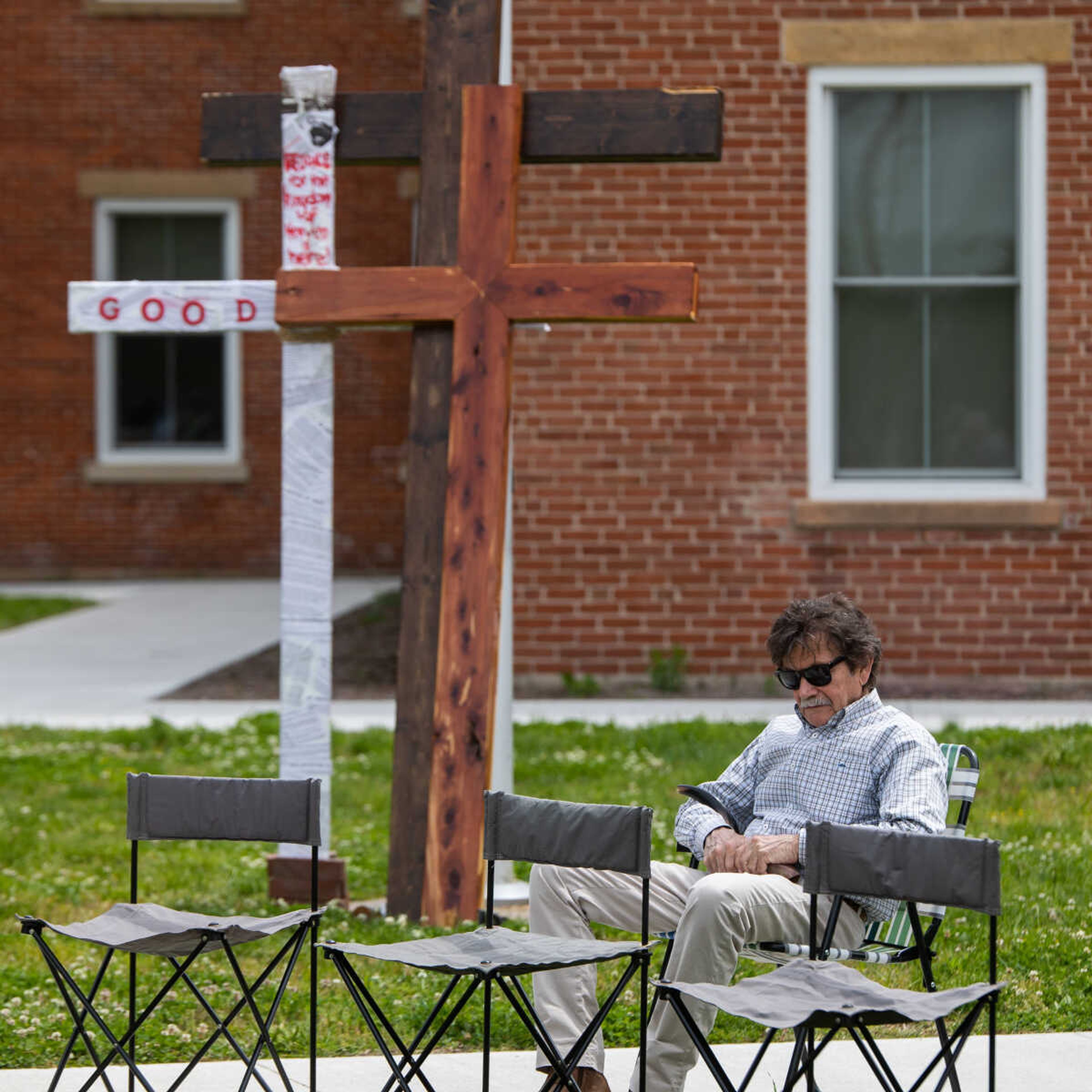 Community members pray together during a National Day of Prayer ceremony on Thursday, May 4 at Cape Girardeau City Hall.