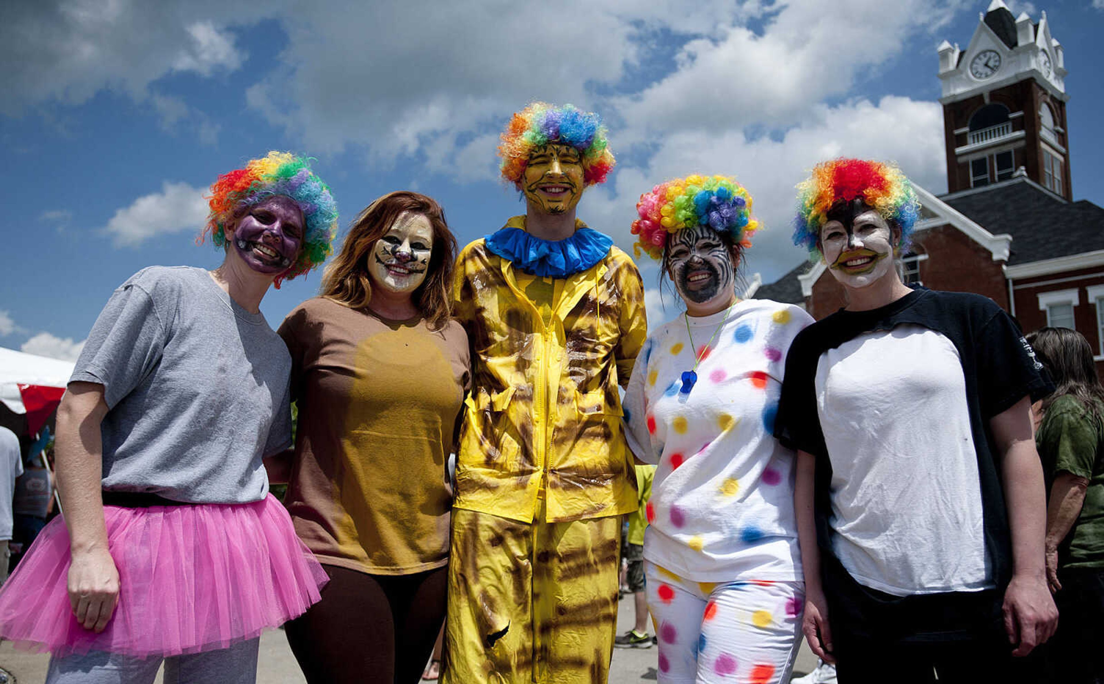 Jaime Reisenbichler, left, Kelly Brown. Derek Boxdorfer, Kaitlyn Pruett, and Sarah Hart at Perryville Mayfest Saturday, May 10, in Perryville, Mo.