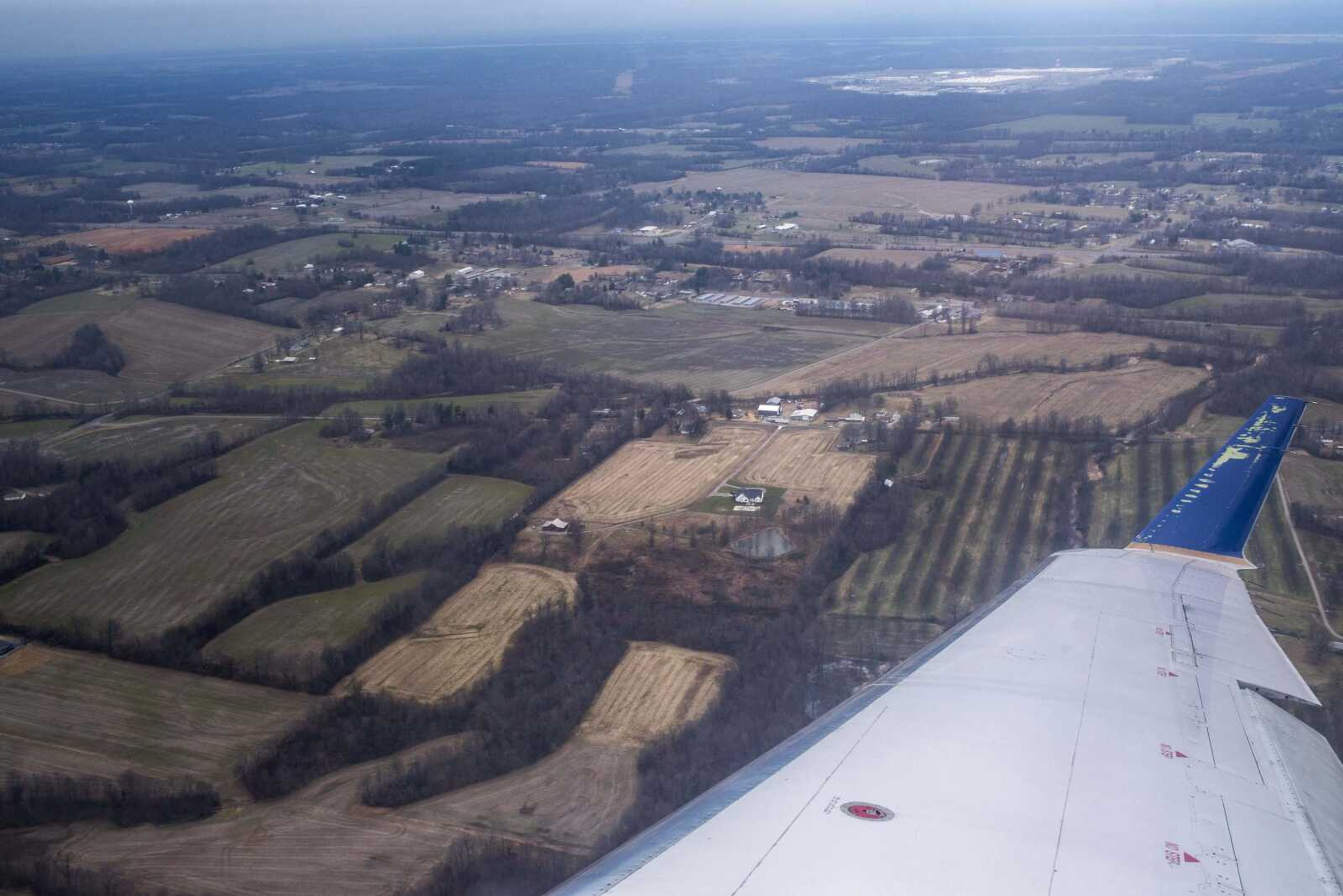 Rural land is seen from the air during a flight from Paducah, Kentucky, to Cape Girardeau on Jan. 7, 2019.