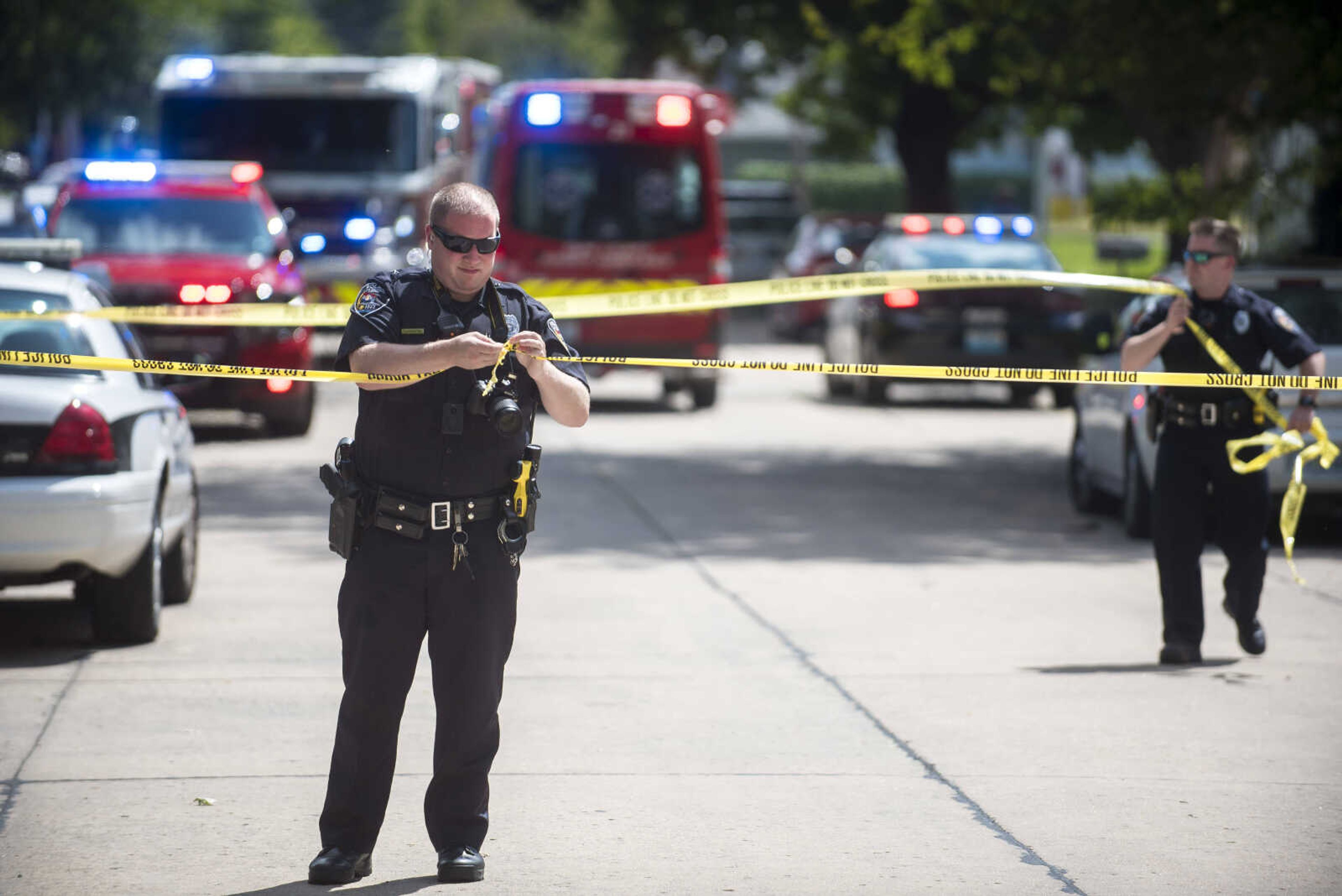 Cape Girardeau Police investigate a shooting Monday in the 100 block of South Park Avenue.