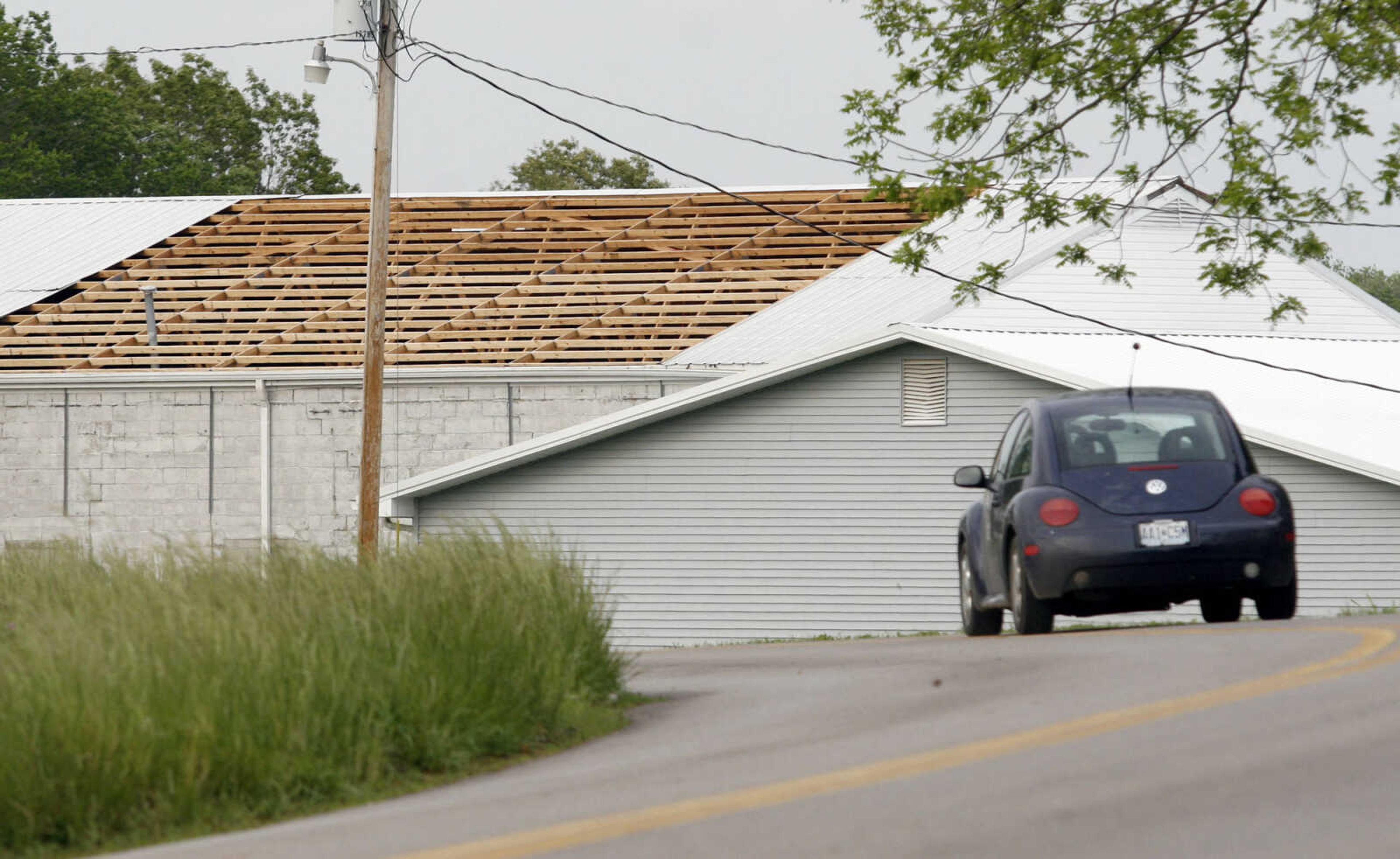 ELIZABETH DODD ~ edodd@semissourian.com
A roof was blown off a warehouse off Main Street in Altenburg from the May 8 storms.