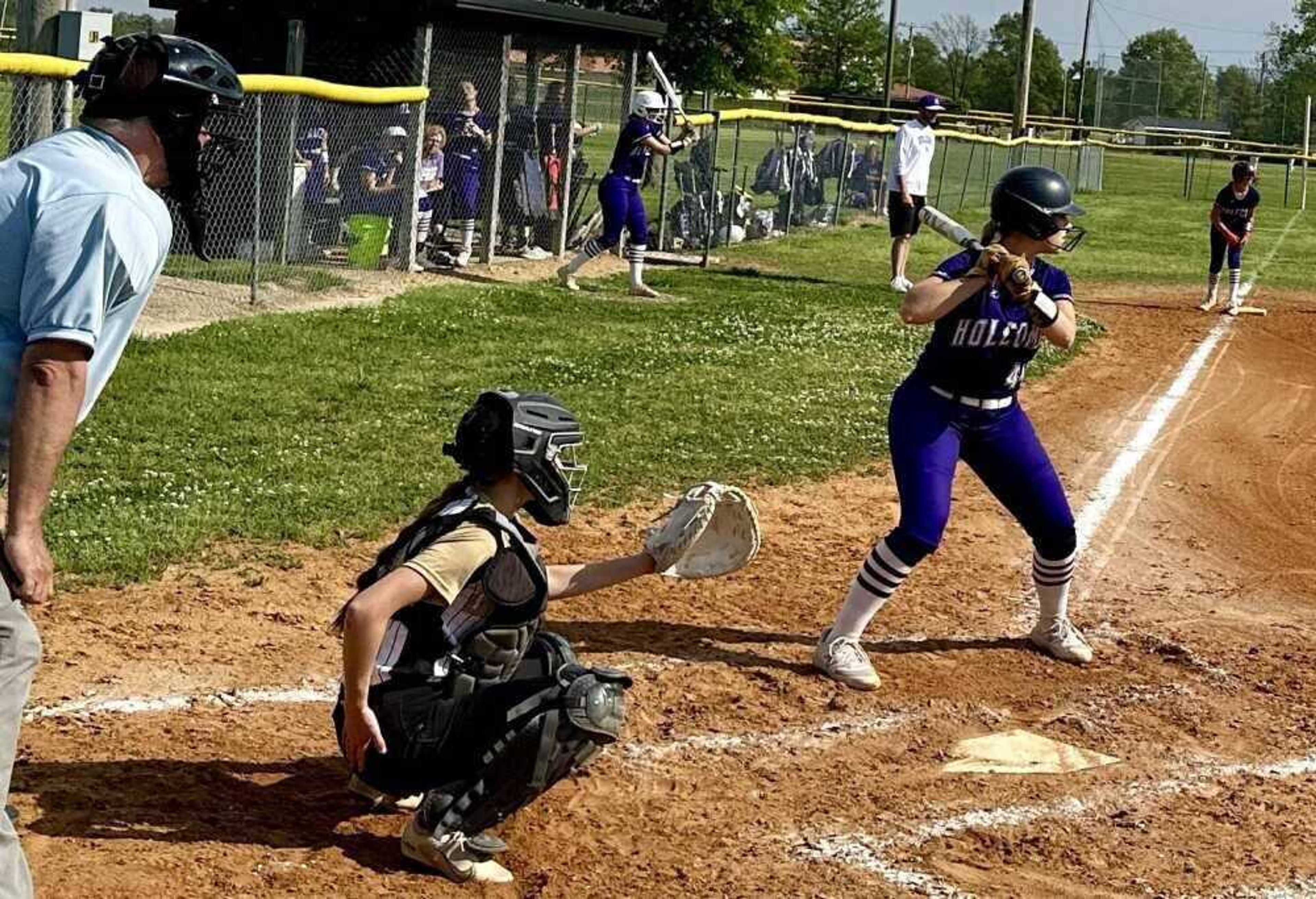 Holcomb Lady Hornets shortstop Maleigh Lemings bats at a regular season game at Campbell.
Photo by Steve Hankins