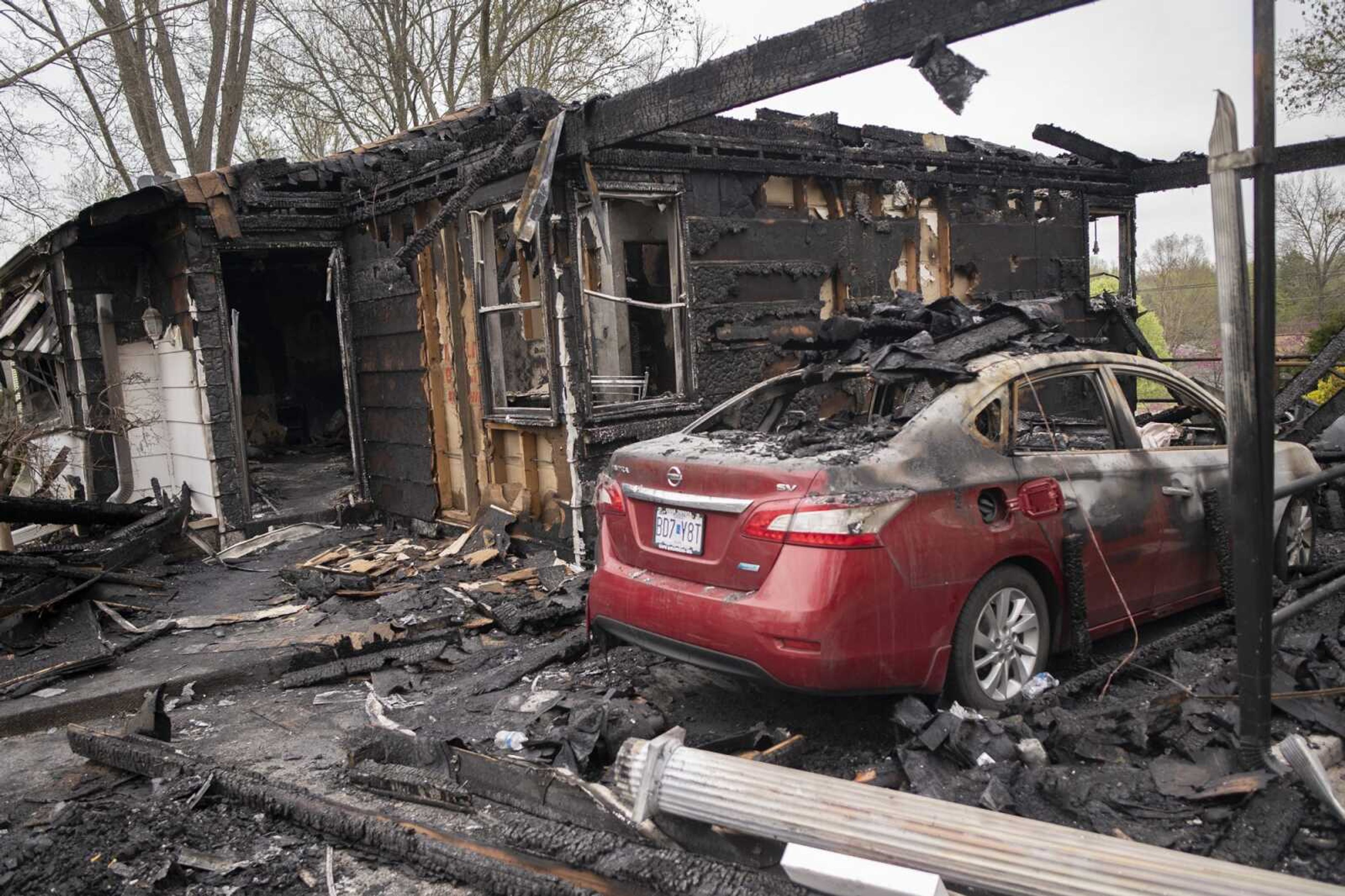 The aftermath of an early morning house fire is seen Monday at 1822 Rampart St. in Cape Girardeau.