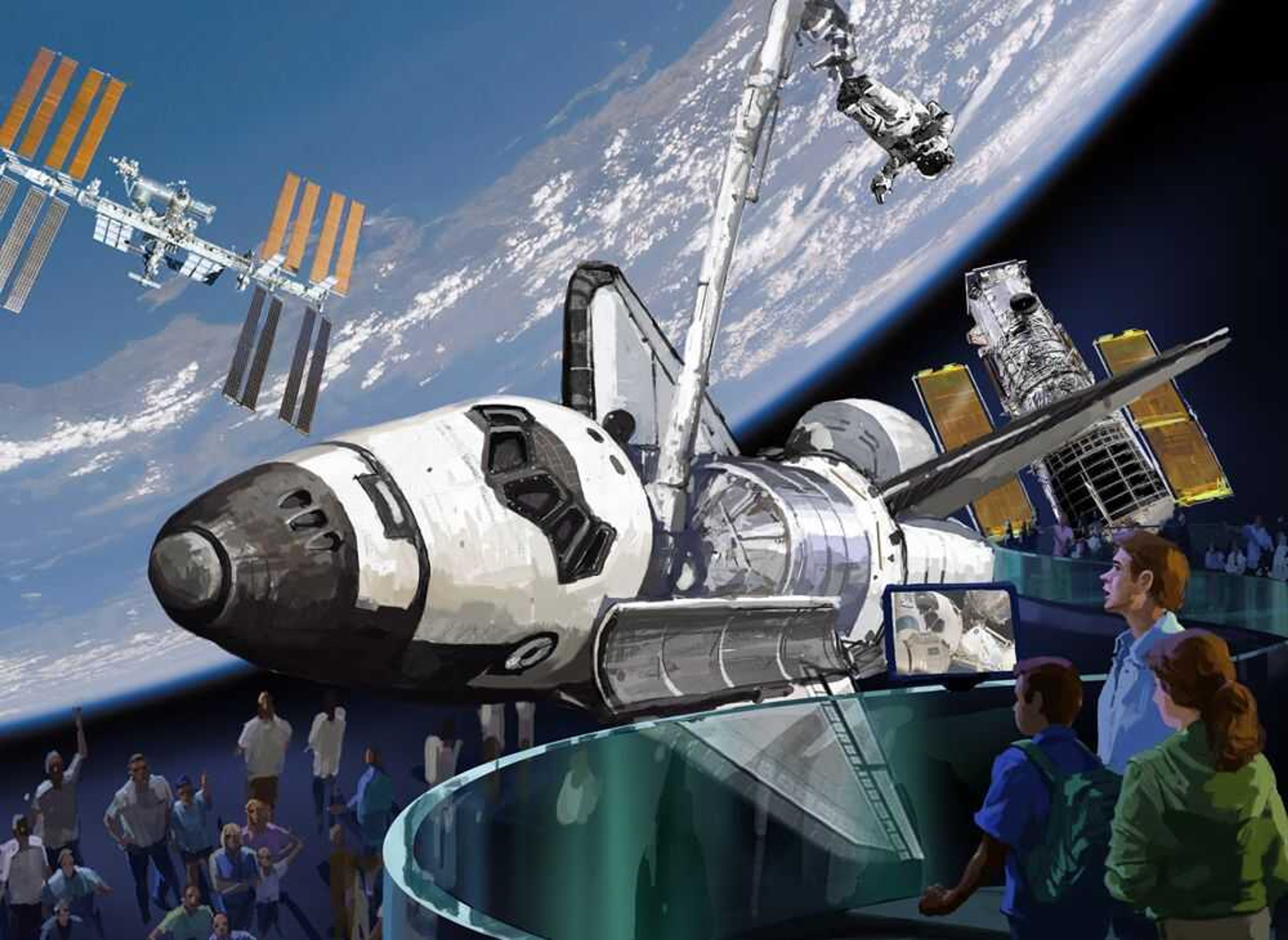 This image made available by the Kennedy Space Center on Dec. 15 shows an initial concept design for a proposed space shuttle exhibit in Cape Canaveral, Fla. (Kennedy Space Center)