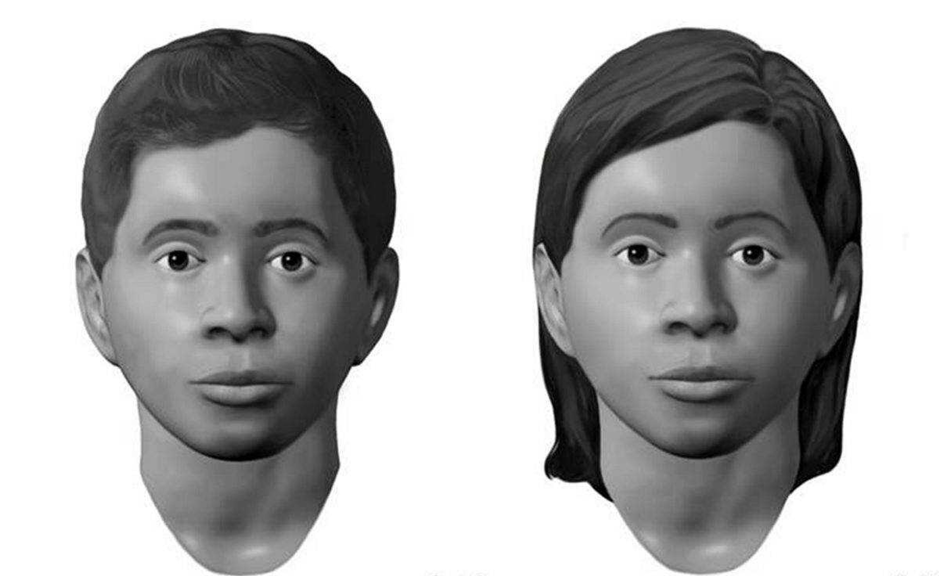 A skull of a child was found in Pulaski County, Missouri, in October 2013. These forensic artist's images are facial reconstructions depict what the child might have looked like in life.