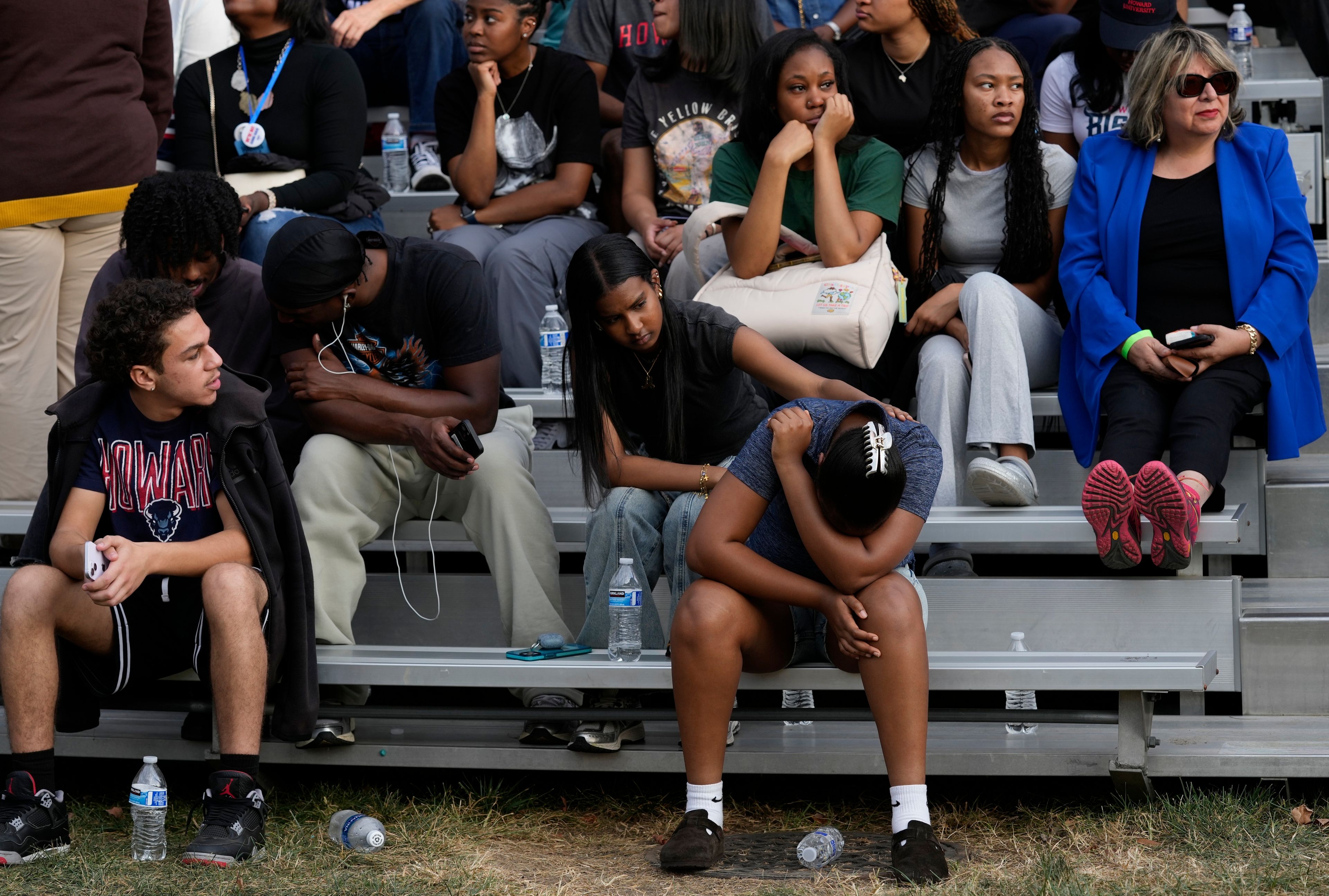 Supporters arrive before Vice President Kamala Harris delivers a concession speech after the 2024 presidential election, Wednesday, Nov. 6, 2024, on the campus of Howard University in Washington. (AP Photo/Susan Walsh)