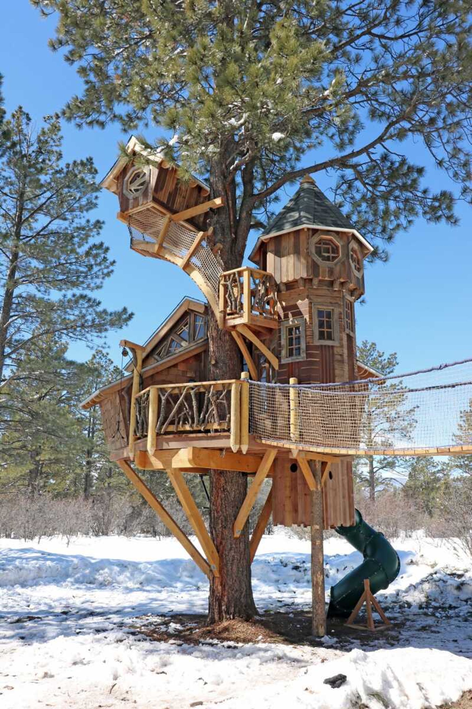 A Pagosa Springs, Colorado, treehouse built by Aaron Smith and his company, Treecraft Design-Built in Fort Collins, Colorado.