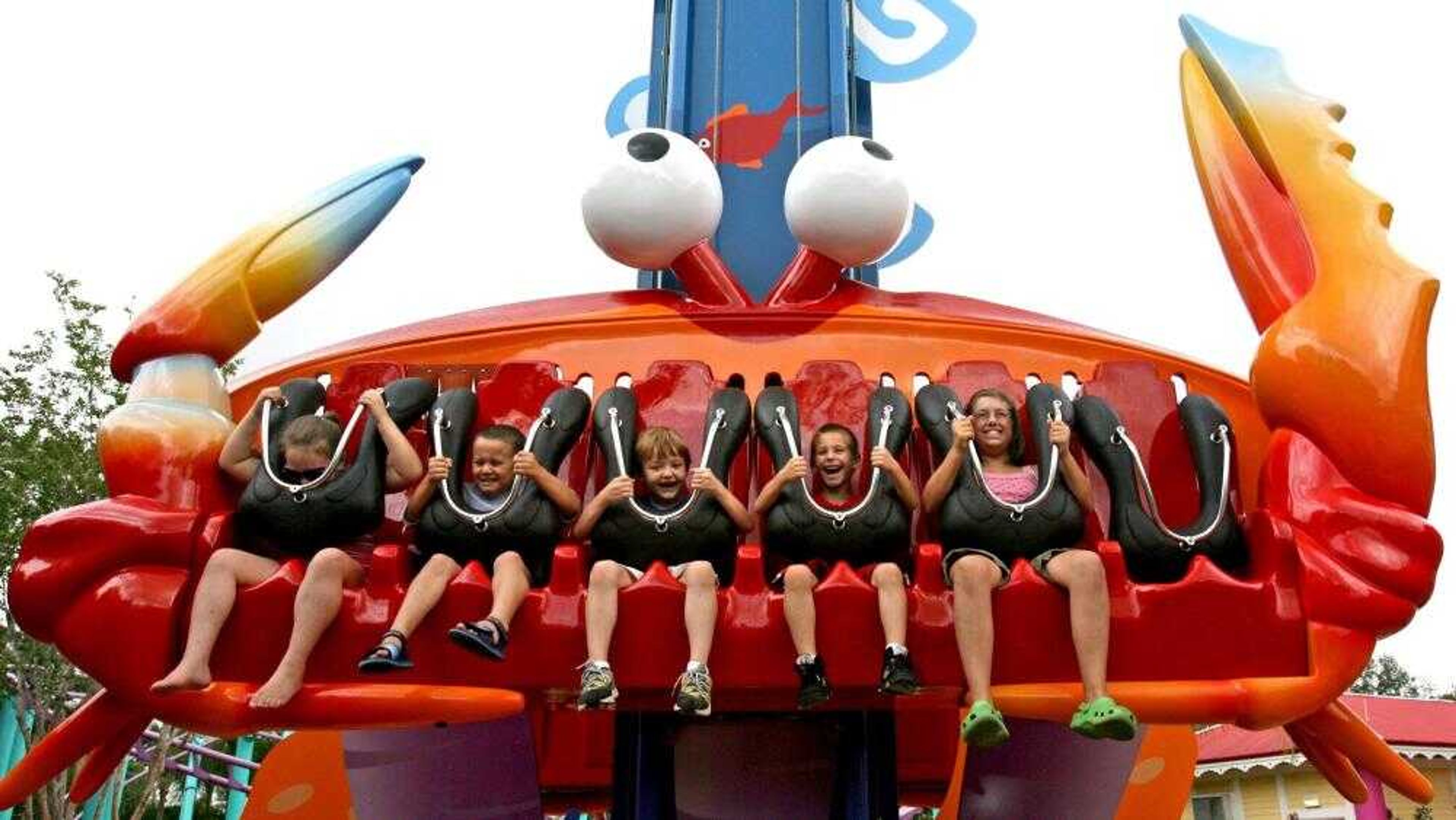 Young guests rode The Flying Fiddler at the new Shamu's Happy Harbor at SeaWorld Orlando in Orlando, Fla. The Flying Fiddler lifts riders 20 feet in the air and jostles them.