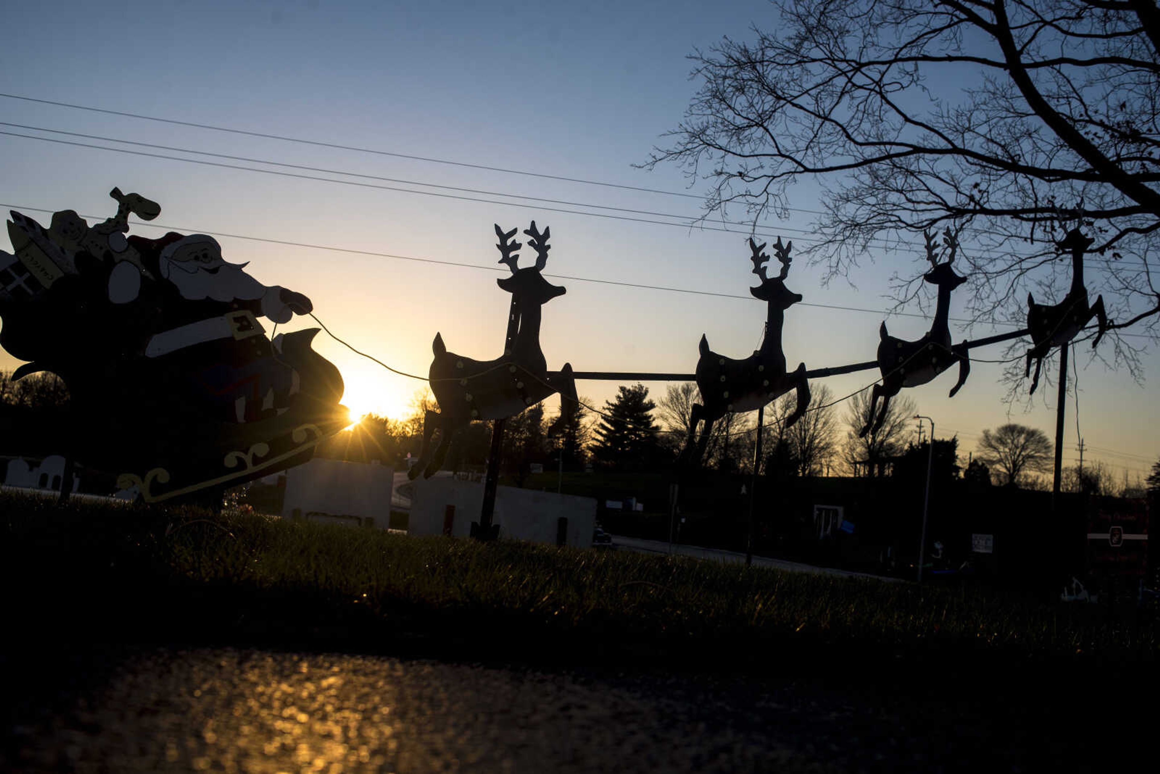 Santa and his reindeer take off Holiday of Lights Display Wednesday, Dec. 13, 2017 at Cape Girardeau County Park.