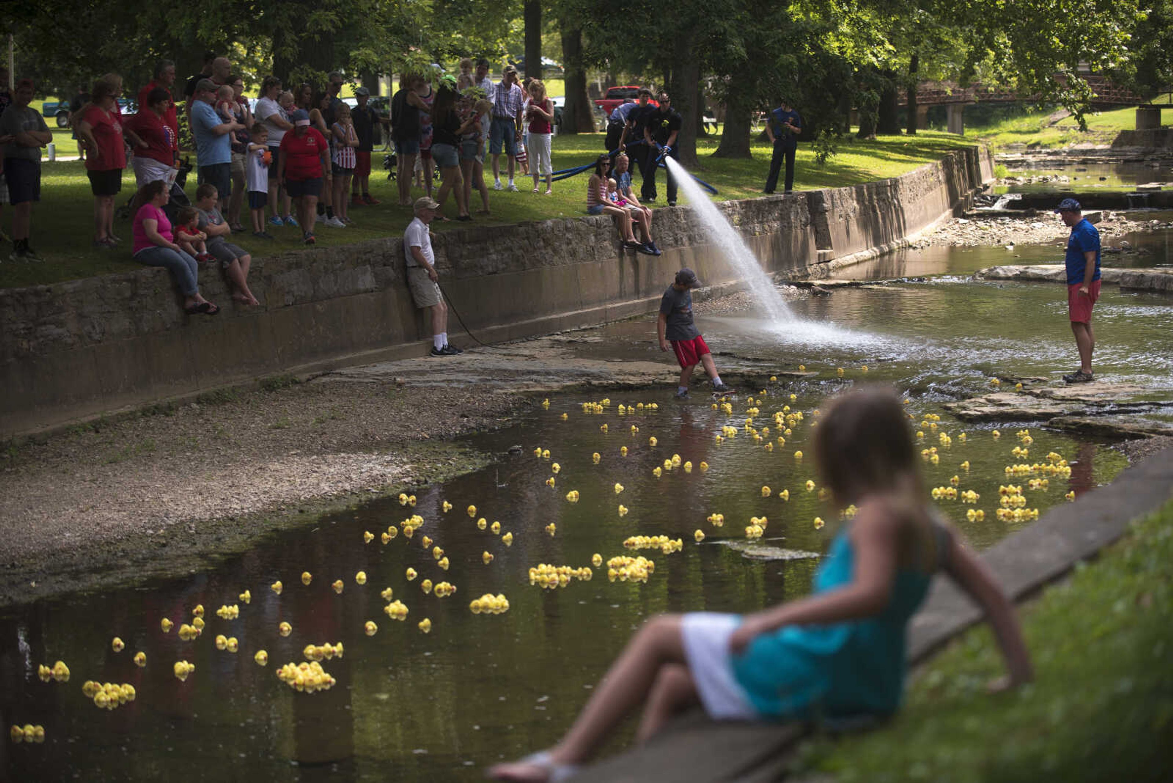 Rubber ducks race for the Jackson Parks and Recreation's July 4th celebration Tuesday, July 4, 2017 in Jackson City Park.