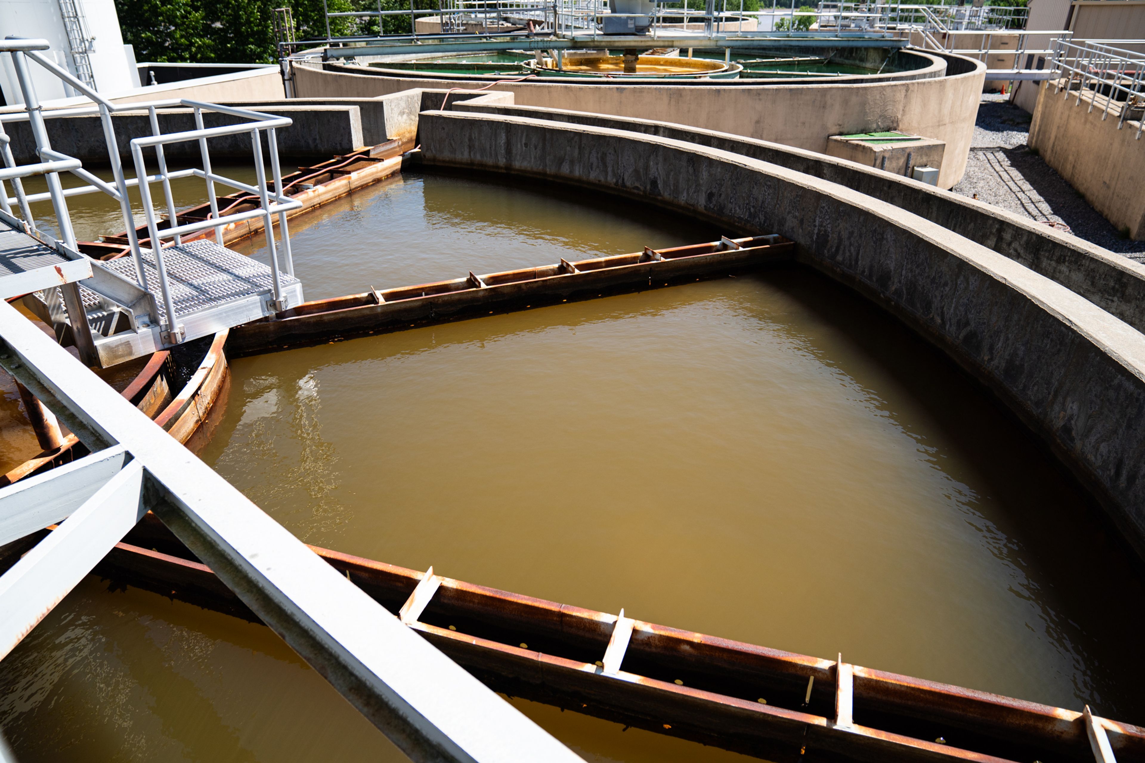 A view of one of the water clarifiers at the Cape Rock water treatment plant  May 9 in Cape Girardeau.