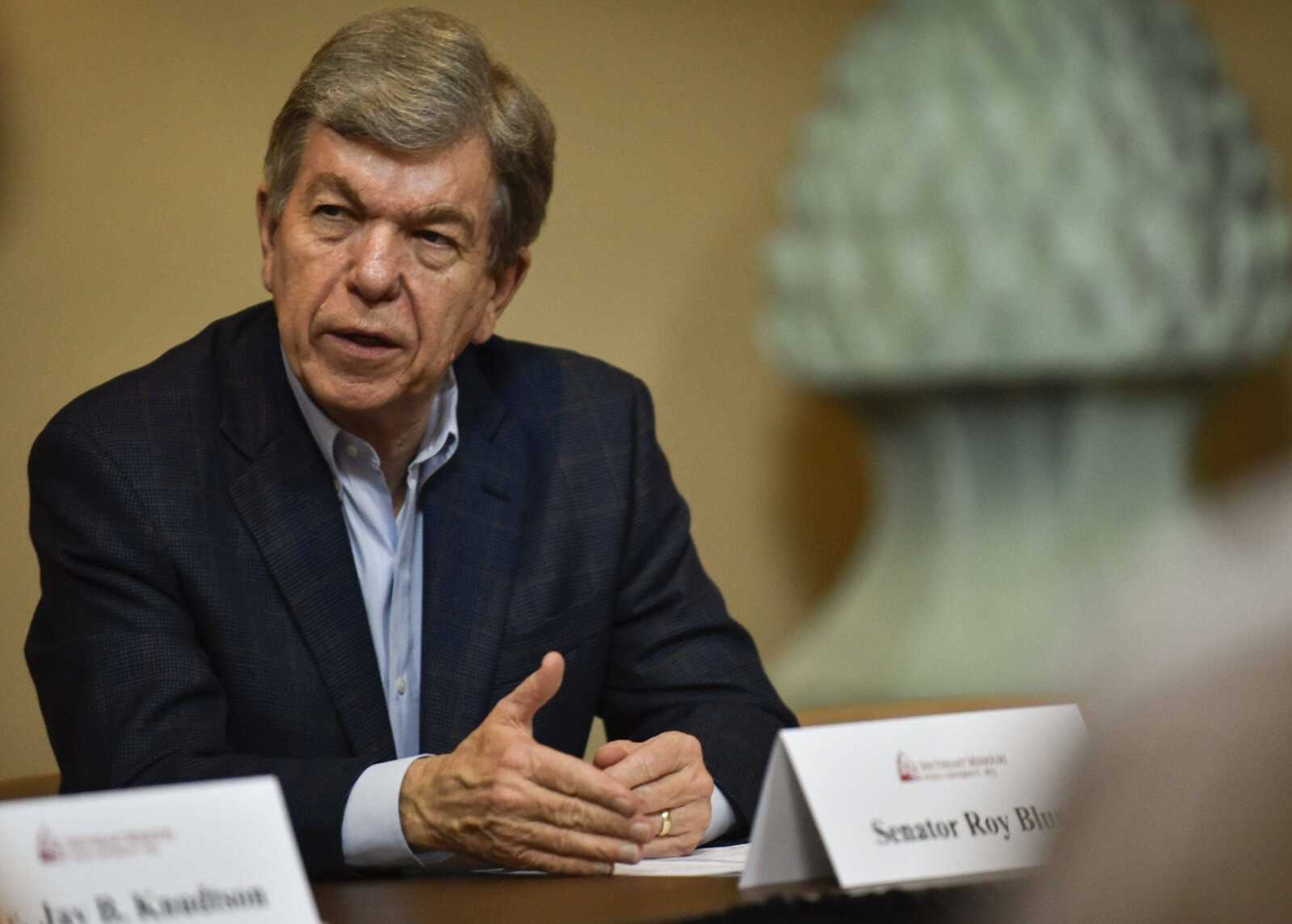 U.S. Sen. Roy Blunt discusses Pell Grant funding May 2, 2018, at Southeast Missouri State University's Academic Hall in Cape Girardeau.