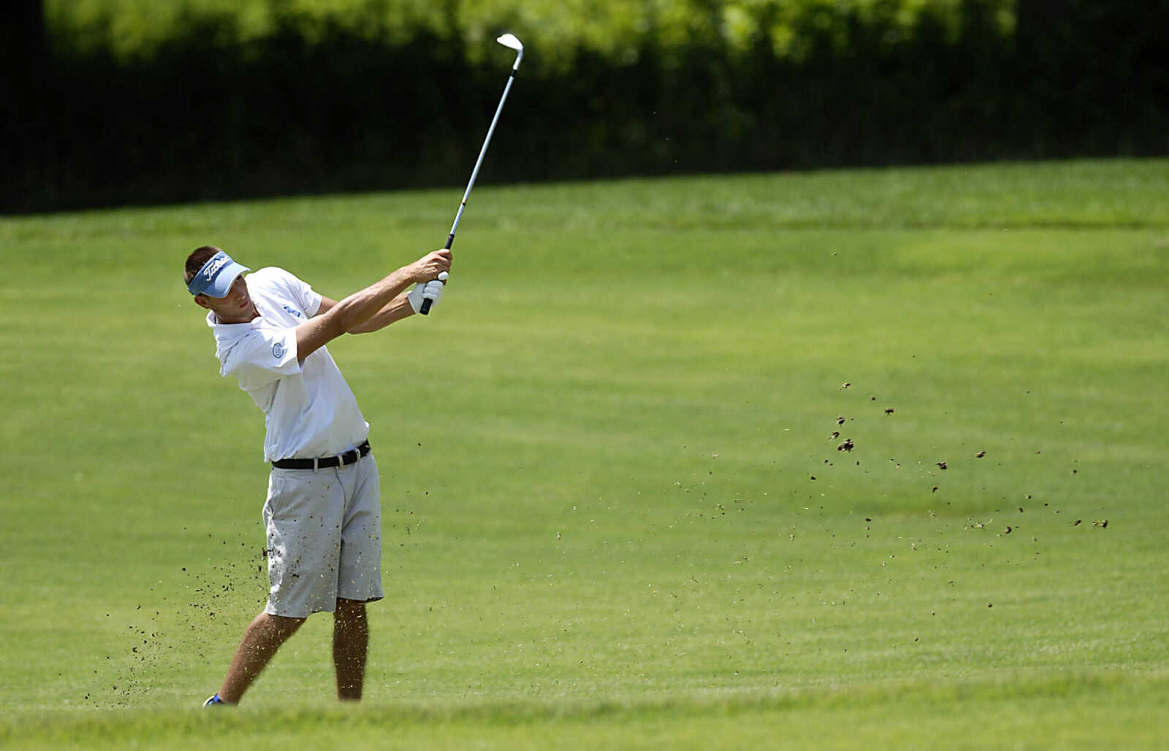 KIT DOYLE ~ kdoyle@semissourian.com
Boys leader T.J. Vogel watches his shot Friday, July 3, 2009, in the AJGA Rolex Tournament of Champions at Dalhousie Golf Club.