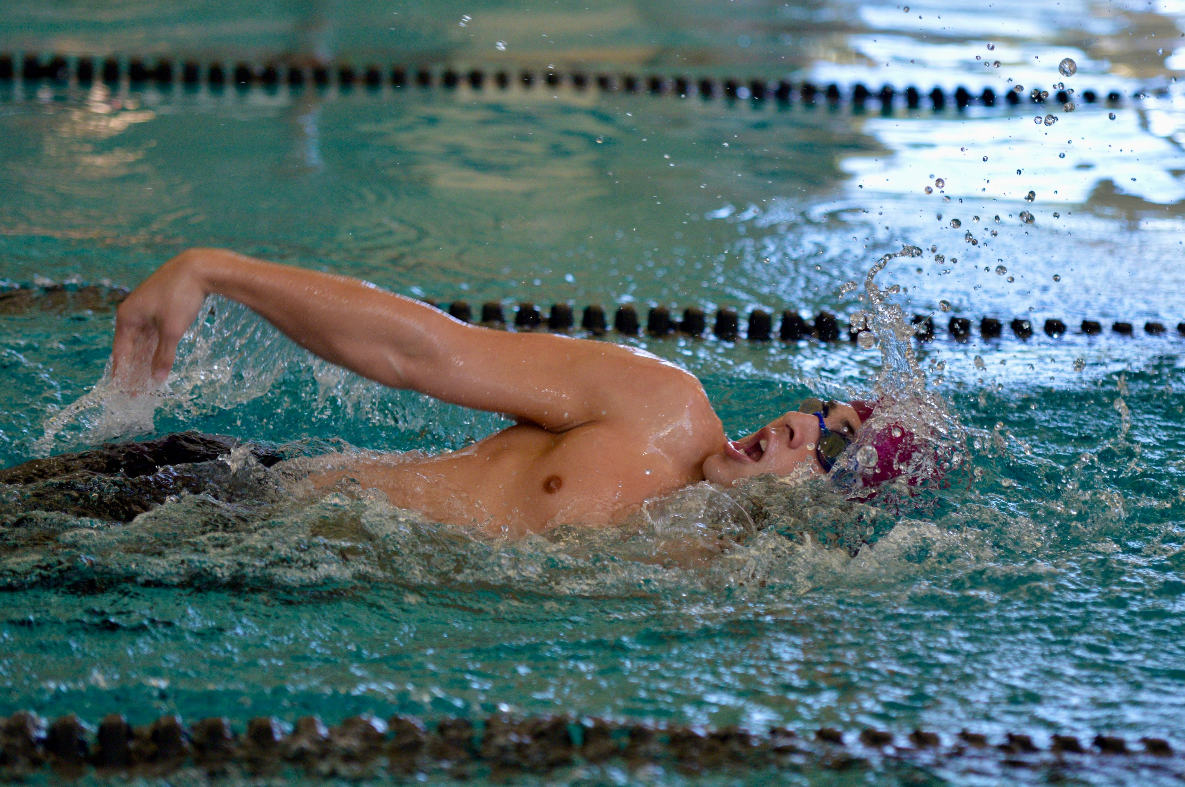 Poplar Bluff’s Cyrus Sagharichi swims in the Rec Relays on Monday, Oct. 21, at the SEMO Recreation Center. 