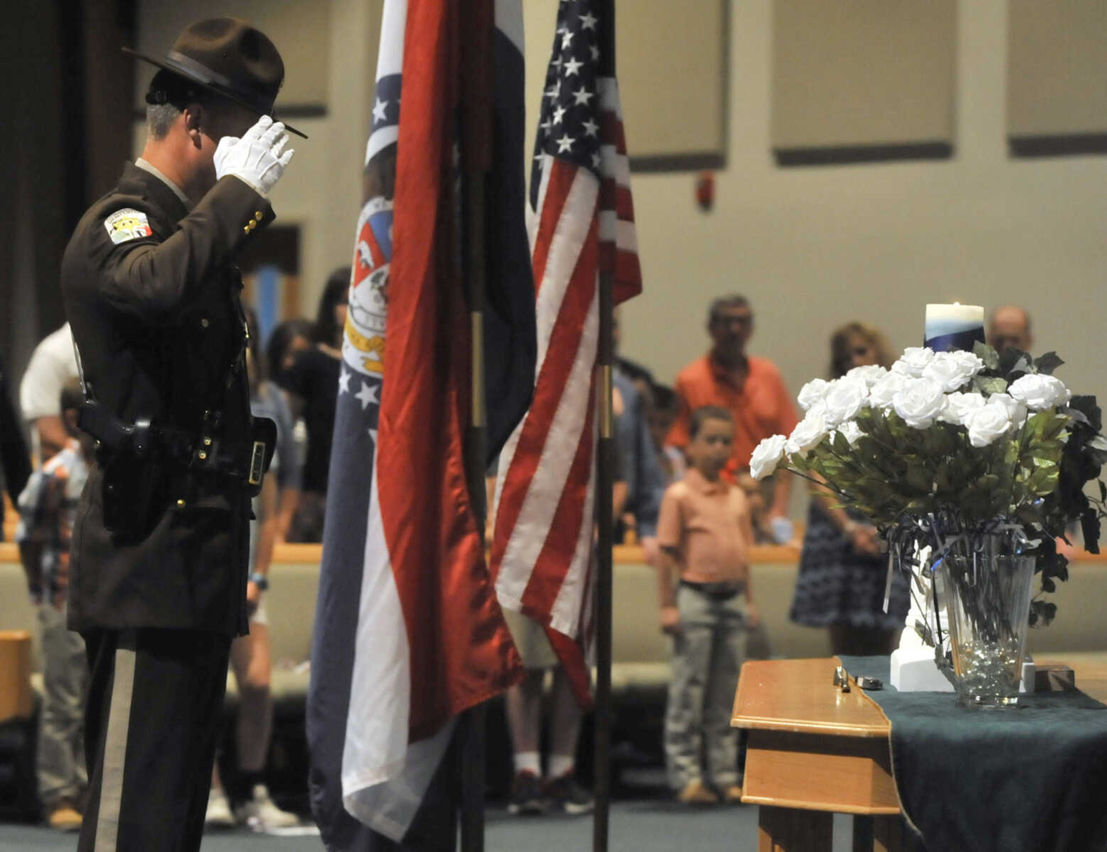 FRED LYNCH ~ flynch@semissourian.com
The Final Call ceremony honoring fallen police officers concludes Thursday, May 25, 2017 during the 2017 Law Enforcement Memorial Ceremony at Cape Bible Chapel in Cape Girardeau.