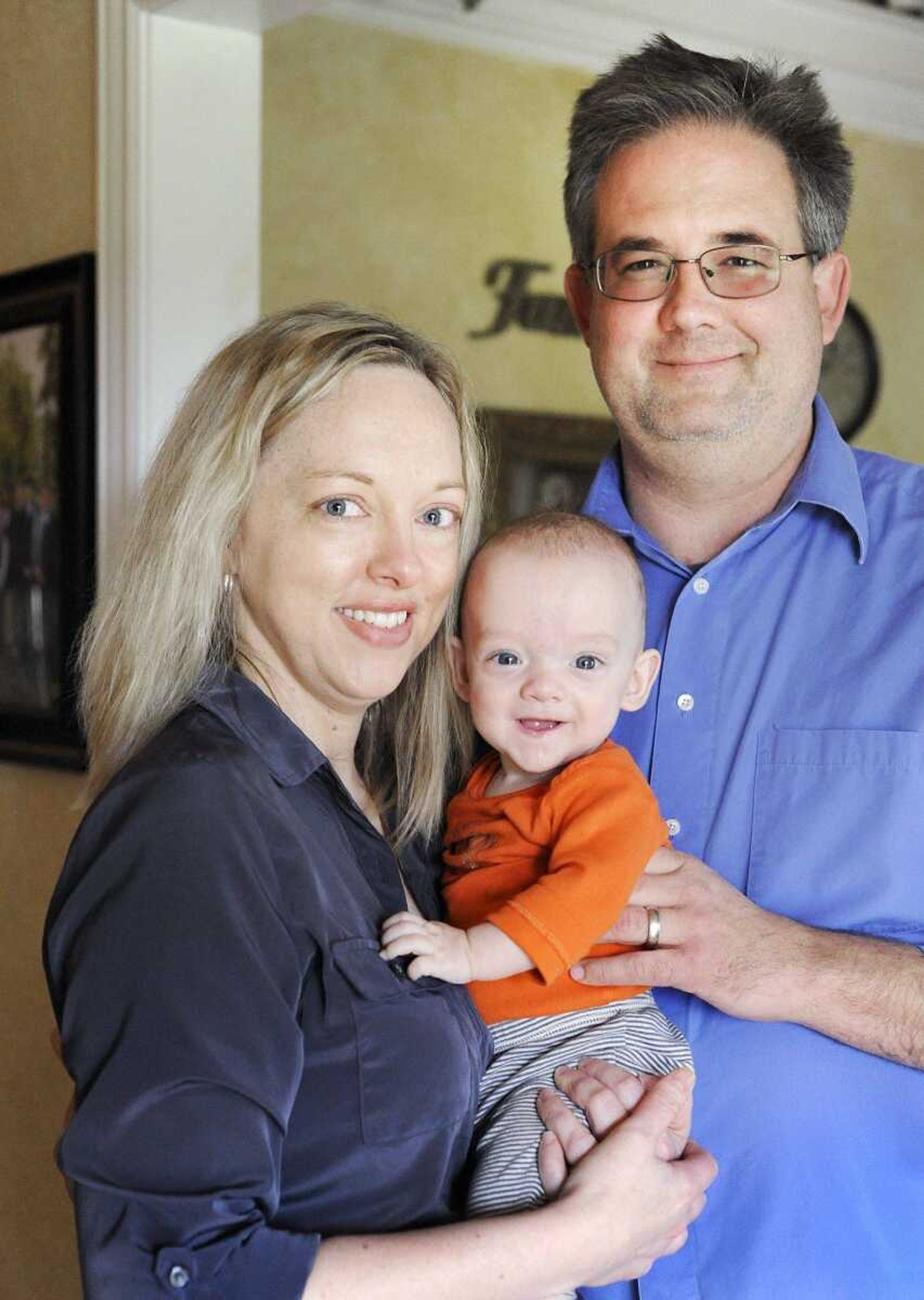 Jim and Anna Phillips with their son, Jack, on Wednesday inside their Cape Girardeau home. Jack was born April 19 at 29 just weeks and weighed only 2   pounds. (Laura Simon)