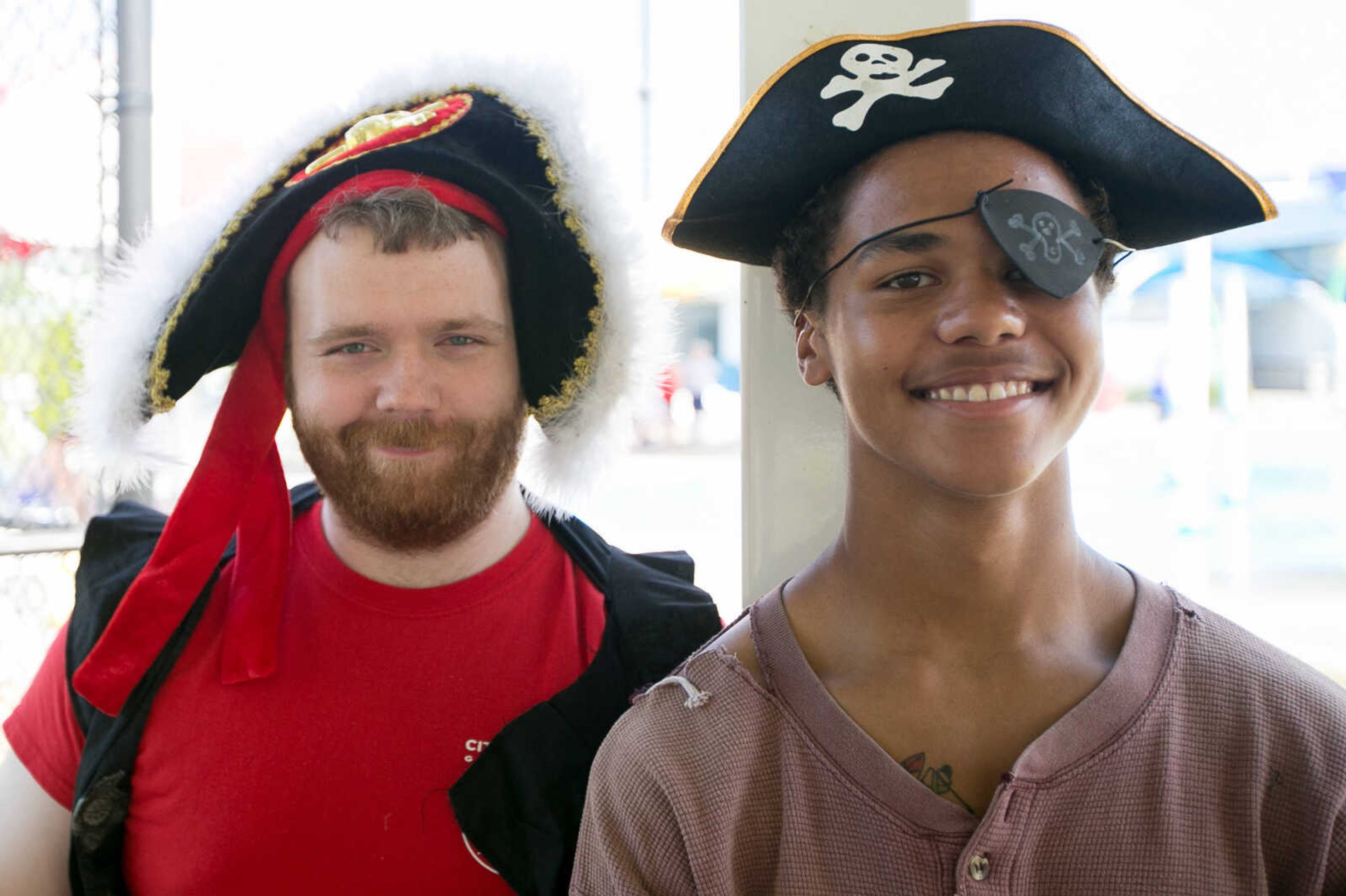 GLENN LANDBERG ~ glandberg@semissourian.com

Austin Lashley, left, and Joseph Reed pose for a photo during the Mermaid and Pirate Party at Cape Splash Saturday, June 18, 2016 in Cape Girardeau.