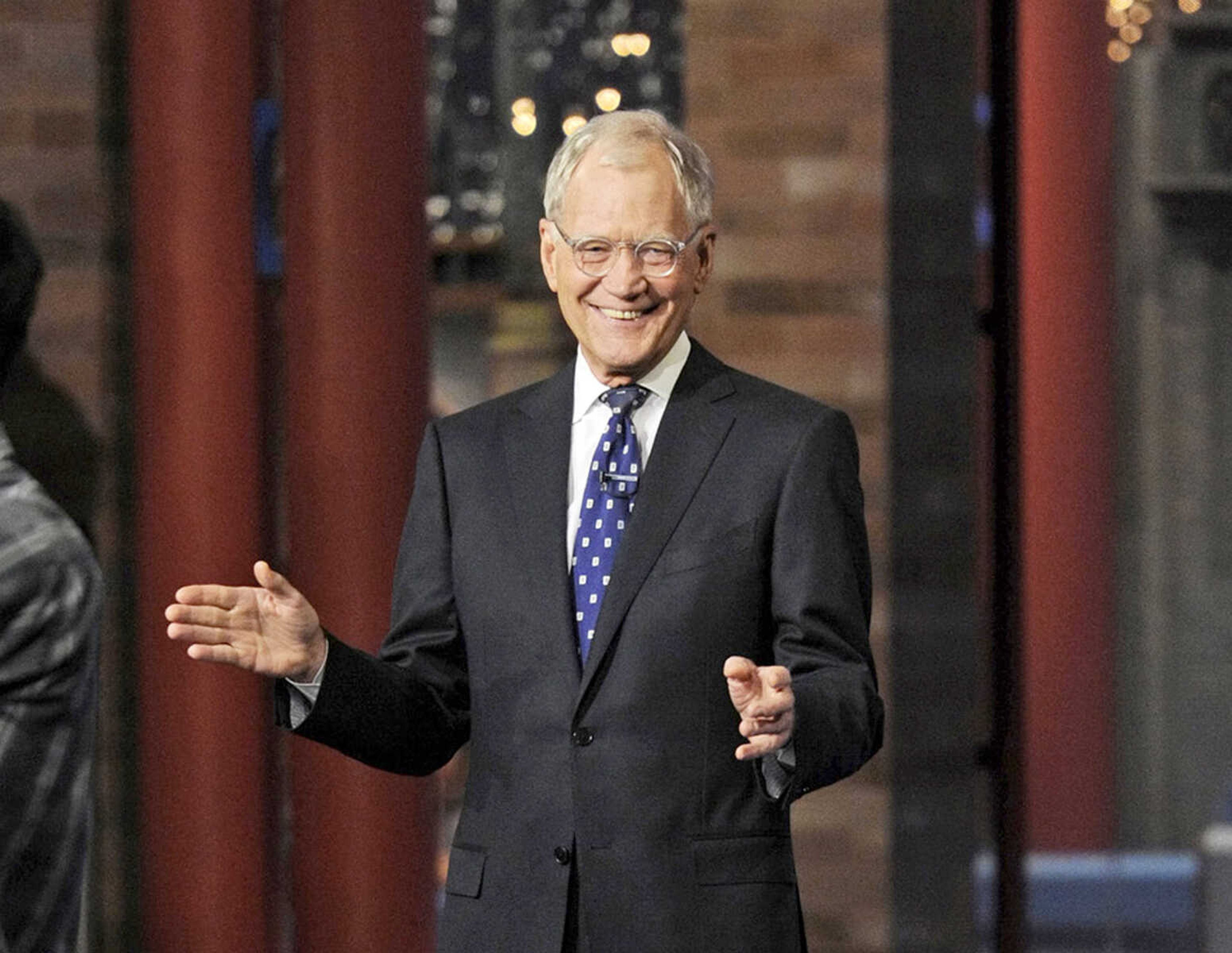 David Letterman appears during a taping of his final "Late Show with David Letterman" on Wednesday at the Ed Sullivan Theater in New York. (Jeffrey R. Staab ~ CBS)