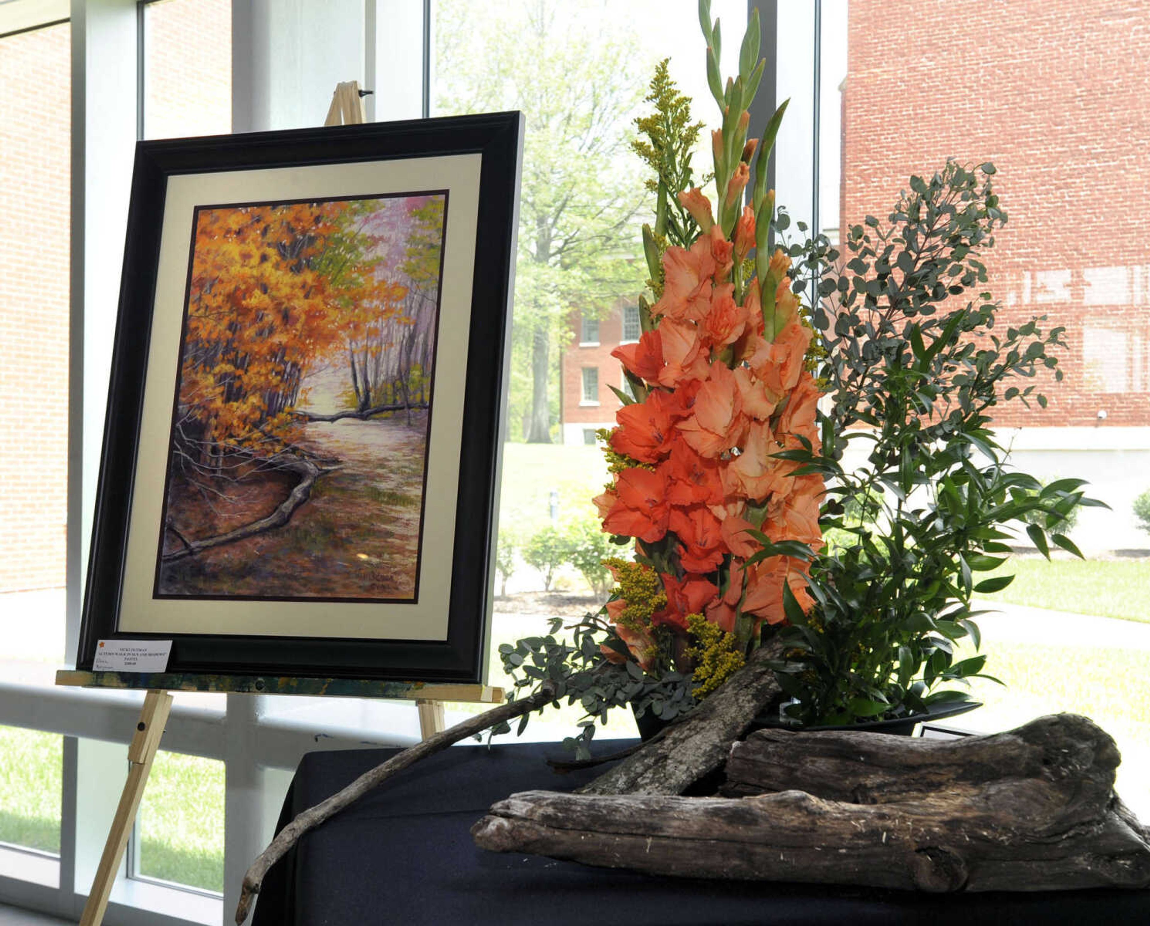 "Autumn Walk in Sun and Shadow" pastel by Vicki Outman, Designer: Elena Perryman, Ramblewood Garden Club