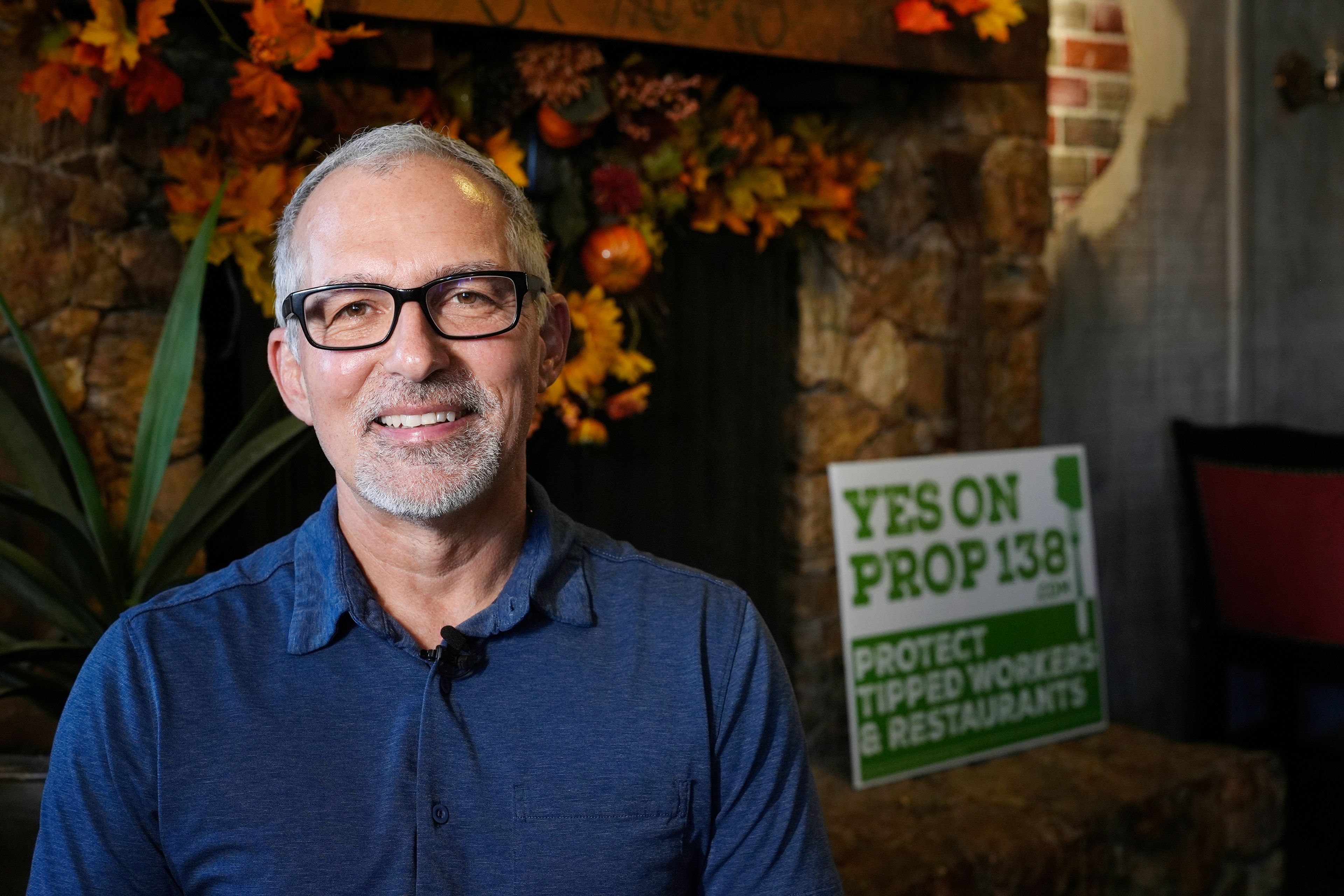 Dan Piacquadio, owner of Harold's Cave Creek Corral, poses for a photograph in his restaurant as he speaks about Arizona Prop 138 on minimum wage Thursday, Oct. 3, 2024, in Cave Creek, Ariz. (AP Photo/Ross D. Franklin)