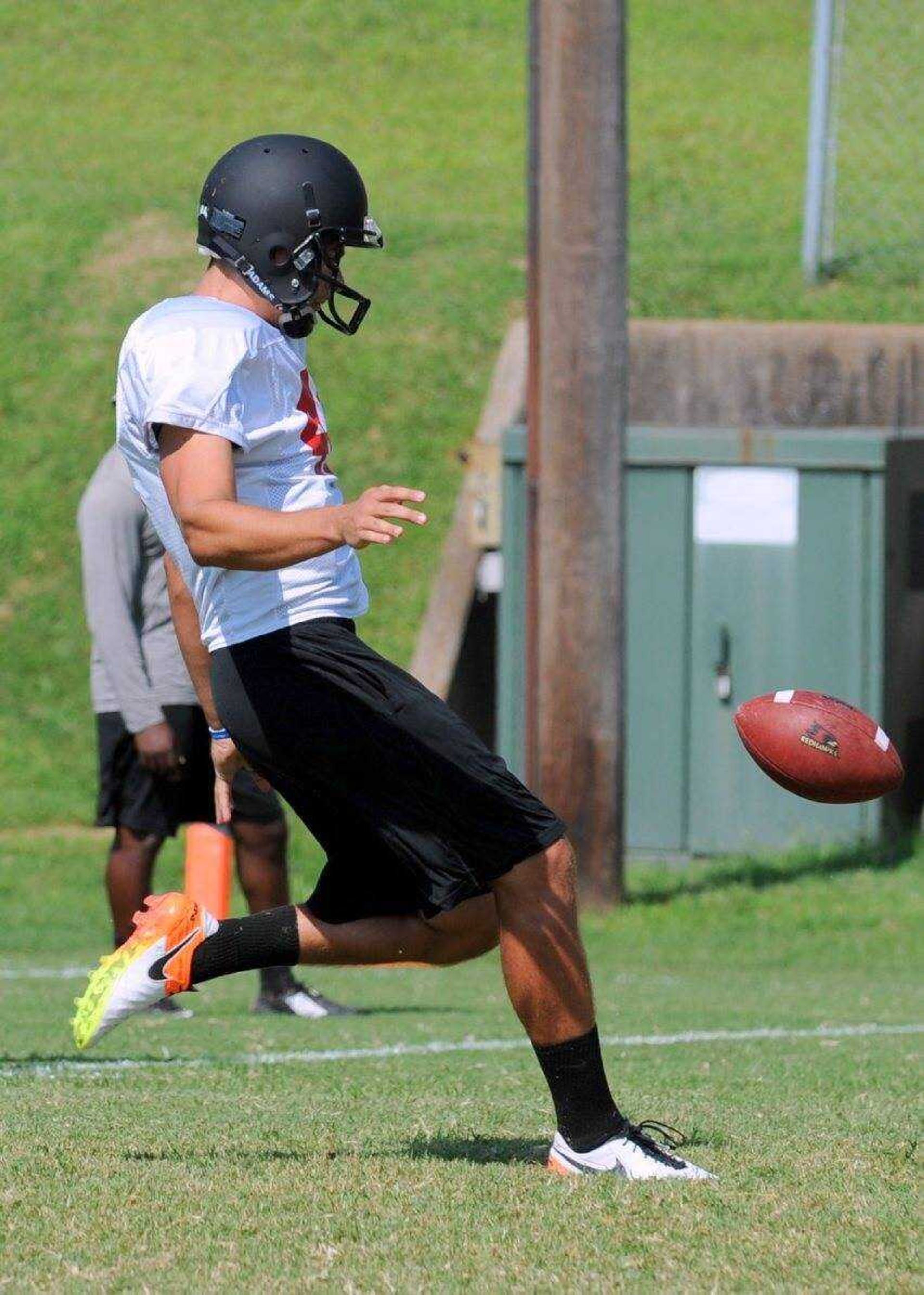 Southeast Missouri State punter Alex Knight punts the ball during practice earlier this month at the Rosengarten Athletic Complex.