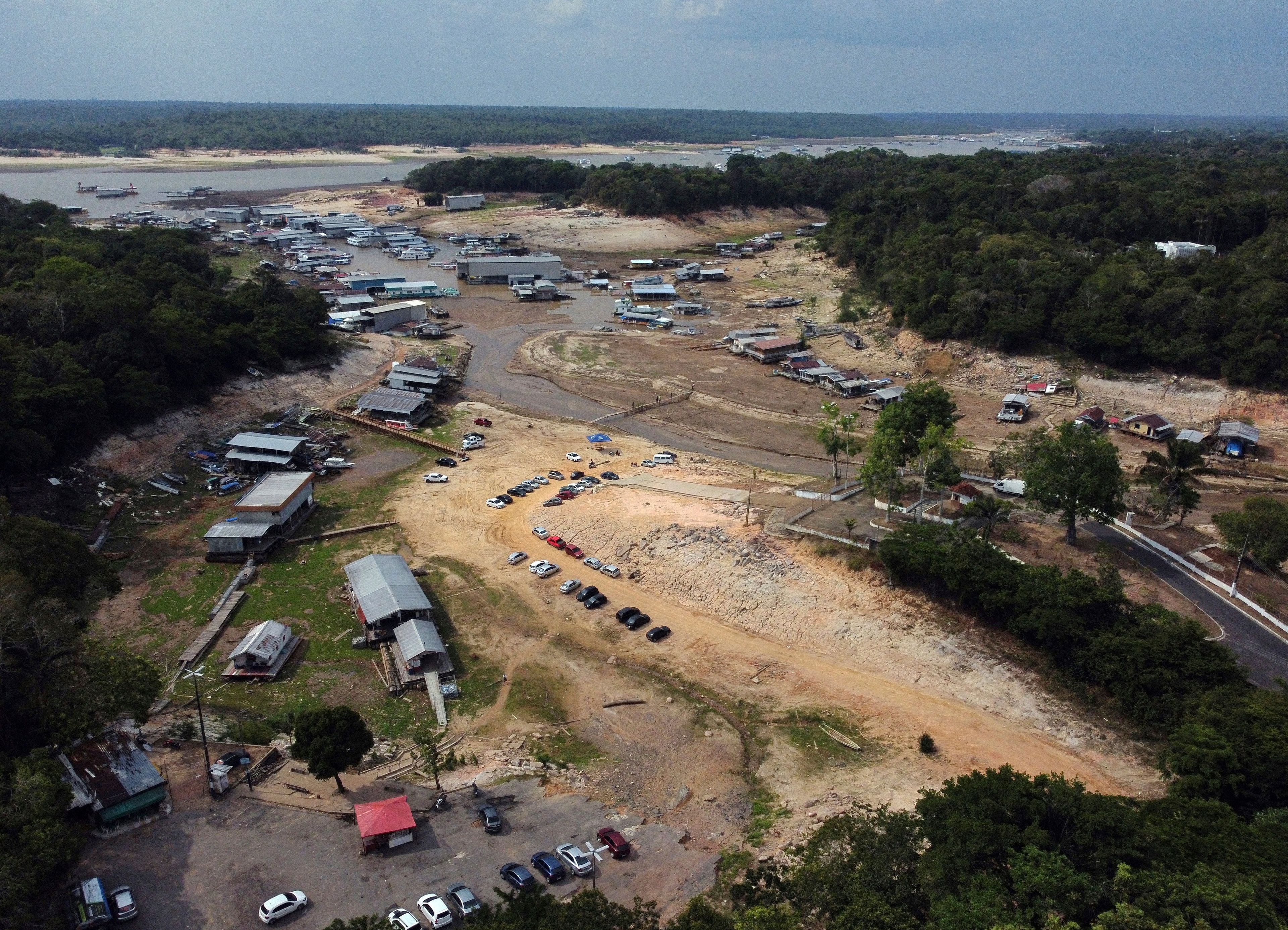 The Taruma Acu River is visible during a severe drought in Manaus, state of Amazonas, Brazil, Wednesday, Sept. 25, 2024. (AP Photo/Edmar Barros)