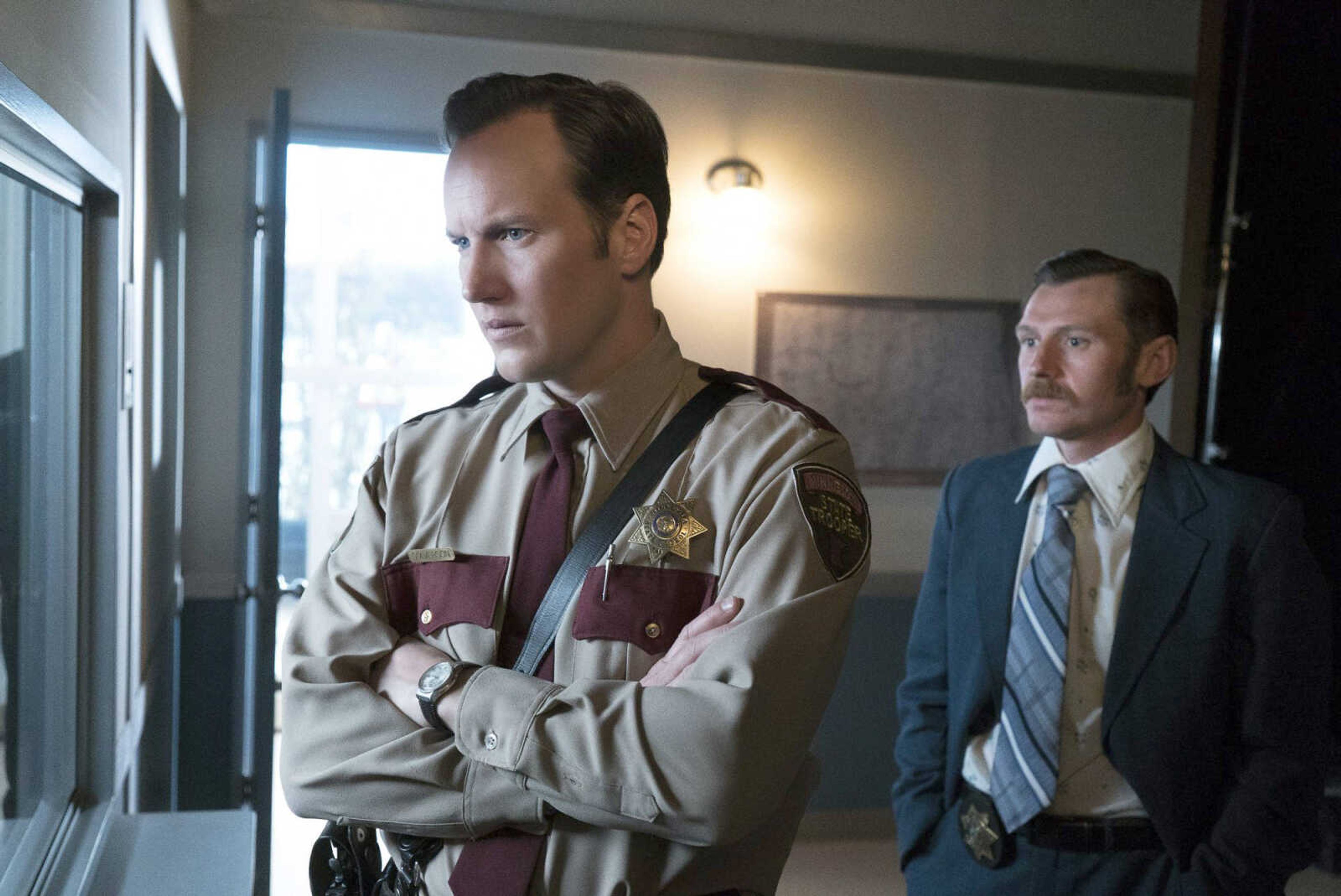 Patrick Wilson, left, and Keir O'Donnell appear in a scene from "Fargo." "Mr. Robot," "Fargo," "Outlander," "Transparent," "American Crime" and "Wolf Hall" are tied with three nominations each for Sunday's Golden Globes. (Chris Large ~ FX via AP)