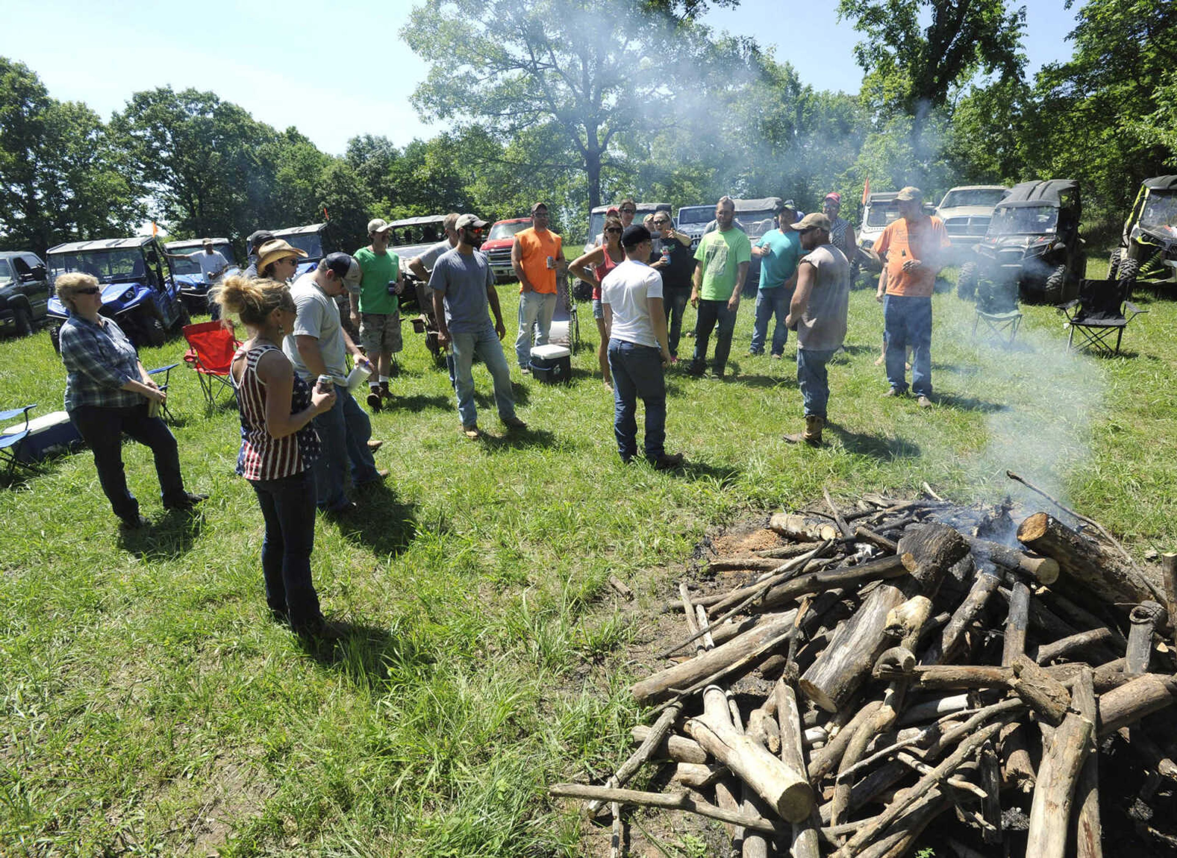 FRED LYNCH ~ flynch@semissourian.com
A socializing scene is arranged for the video of The Hollerboys on a farm Sunday, May 22, 2016 near Patton, Missouri.