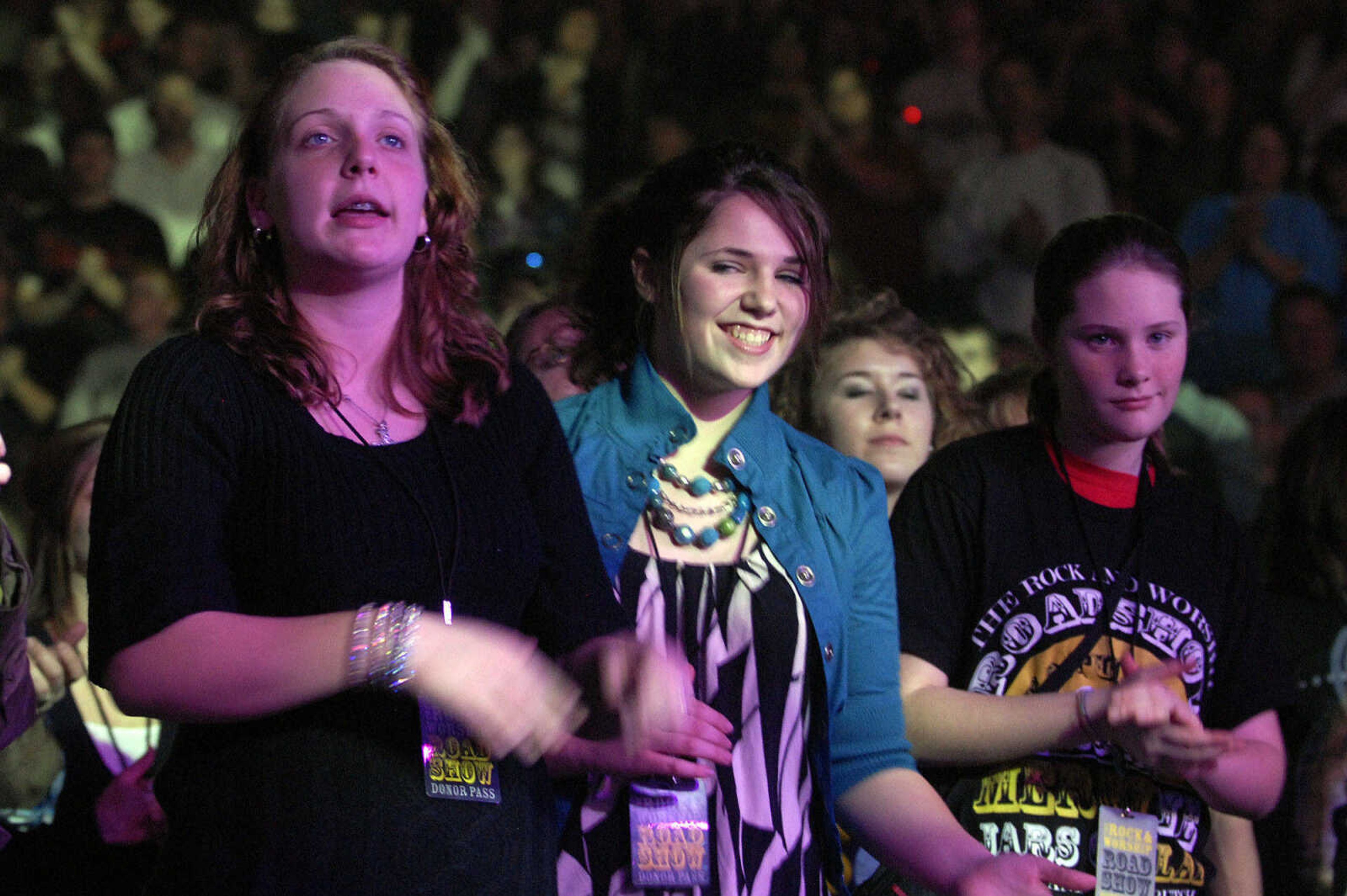 LAURA SIMON~lsimon@semissourian.com
Fans dance Friday, January 28, 2011 during the Rock and Worship Roadshow 2011 tour at the Show Me Center in Cape Girardeau.