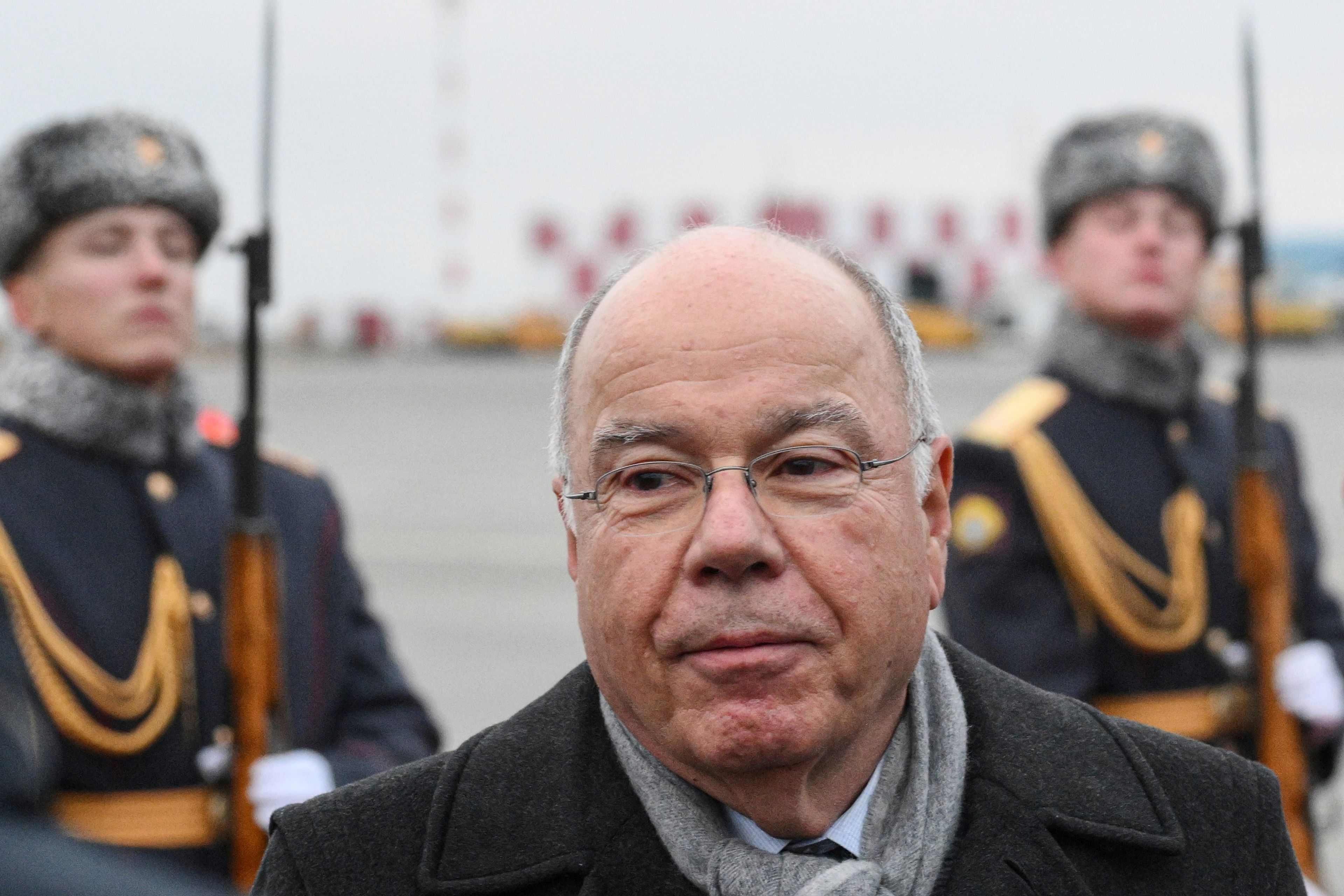 Brazilian Foreign Minister Mauro Vieira arrives at Kazan International Airport the day before BRICS summit in Kazan, Russia, Monday, Oct. 21, 2024. (Alexei Danichev/Photo host brics-russia2024.ru via AP)