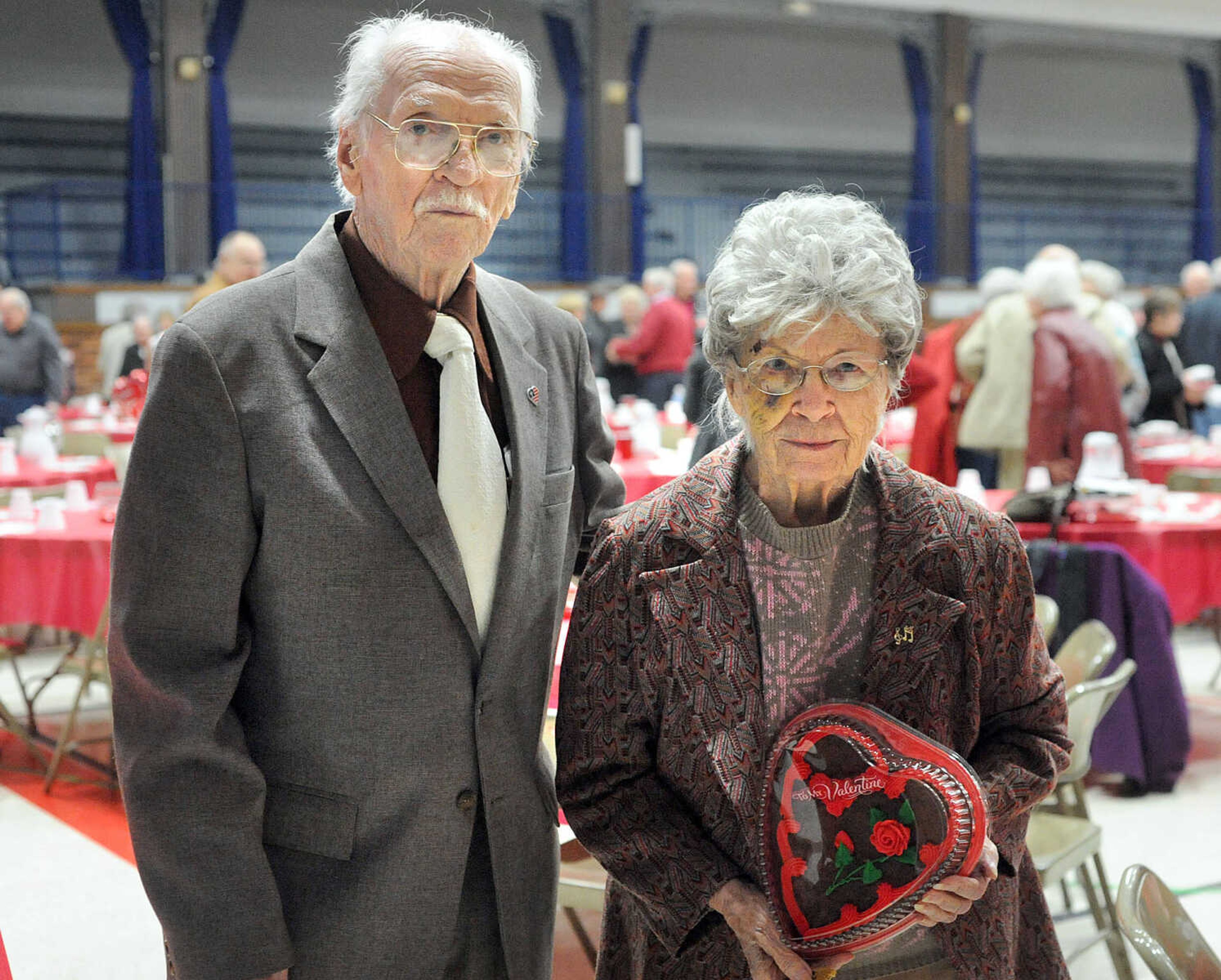 LAURA SIMON ~ lsimon@semissourian.com

Lloyd and Dorothy Engelmann, married 71 years, pose for a photo, Friday, Feb. 14, 2014, during the annual Seniors' Valentine's Party. The annual party, presented by Schnucks and News Radio 960 KZIM, featured music from Mike Dumey and Robyn Hosp.