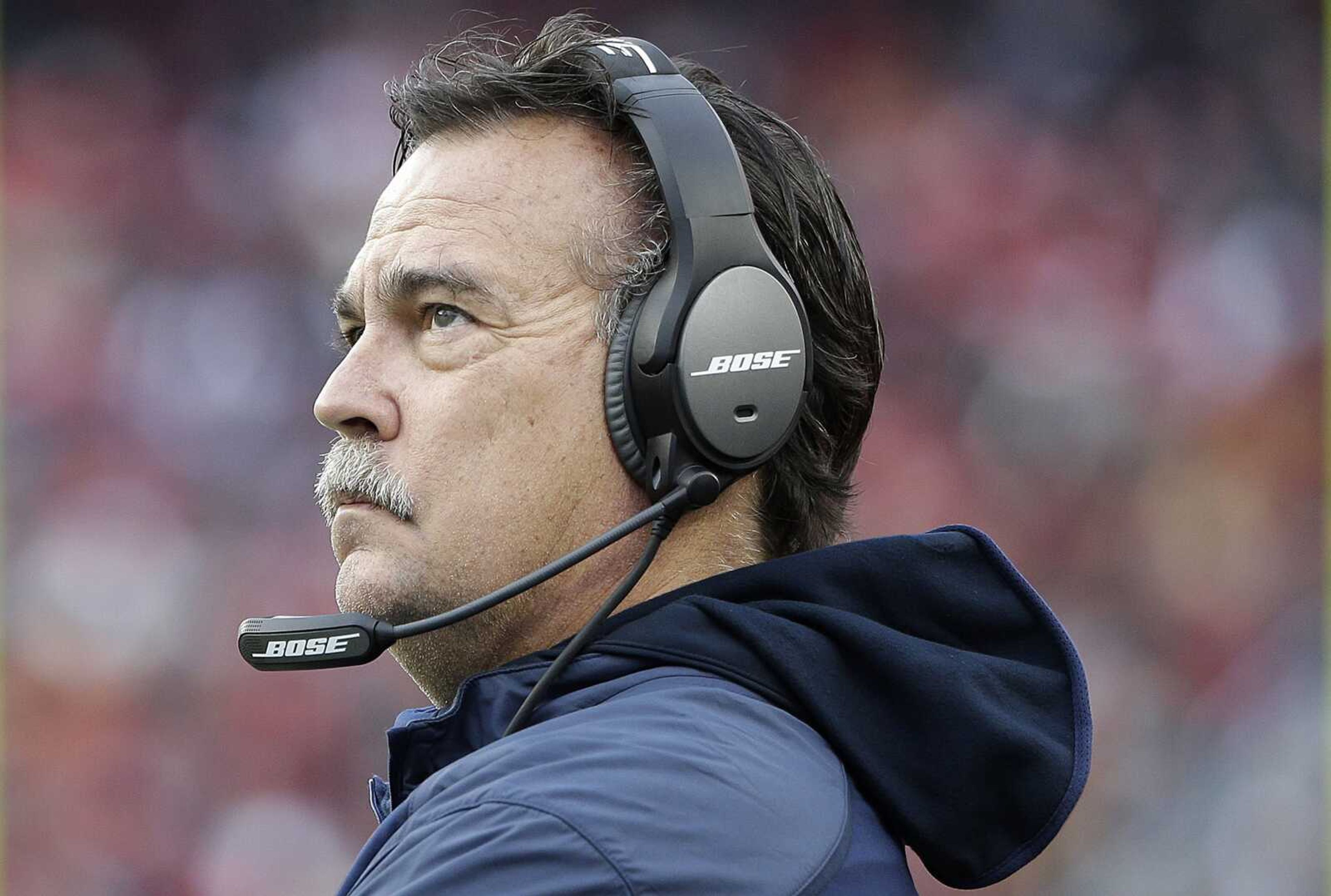 Rams coach Jeff Fisher watches from the sideline during the second half Sunday in Santa Clara, California.