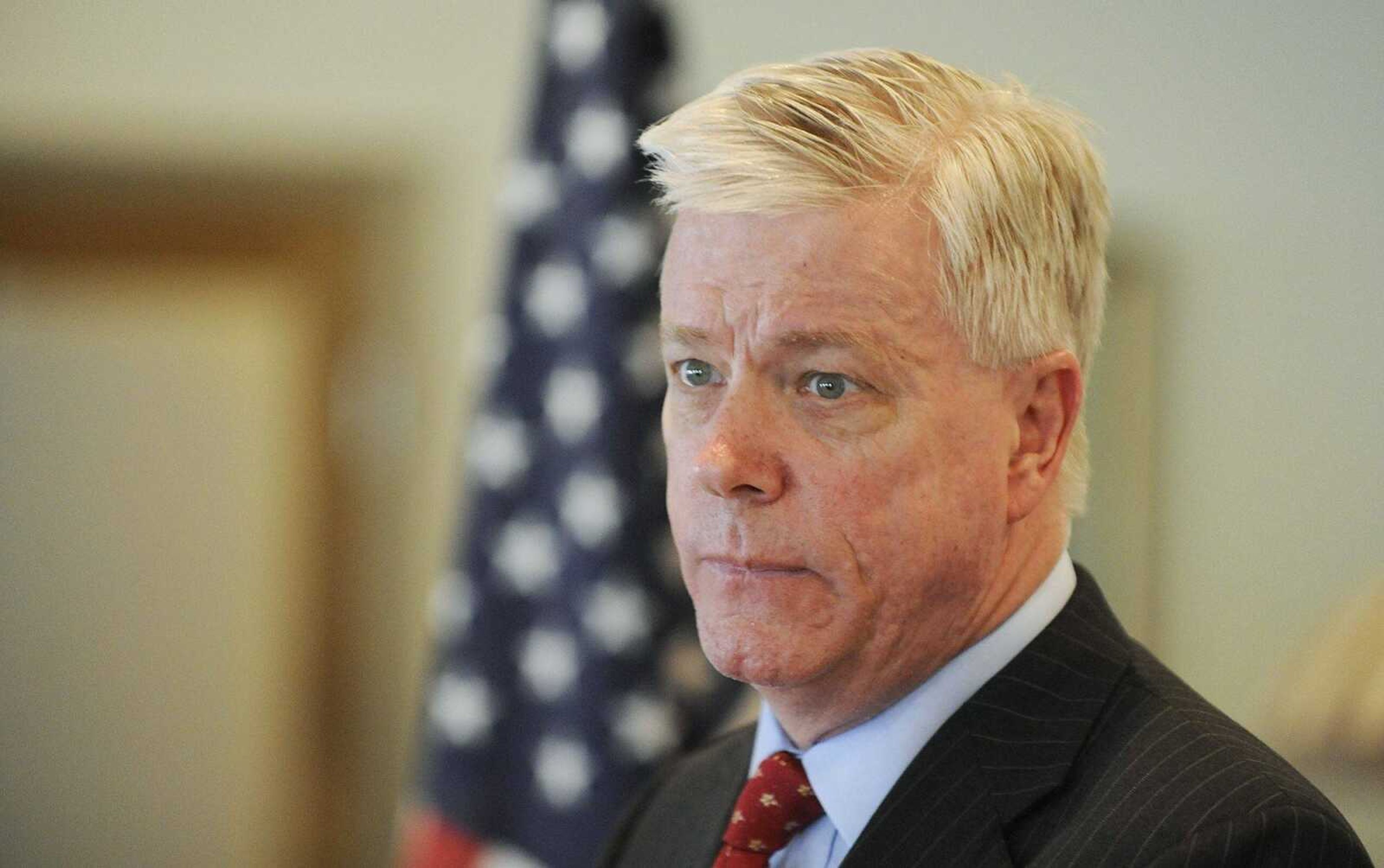 In this file photo, Lt. Gov. Peter Kinder speaks during a meeting of the Cape County Republican Women's Club Friday, May 4, 2012, at Dexter Bar-B-Que in Cape Girardeau. (Adam Vogler)