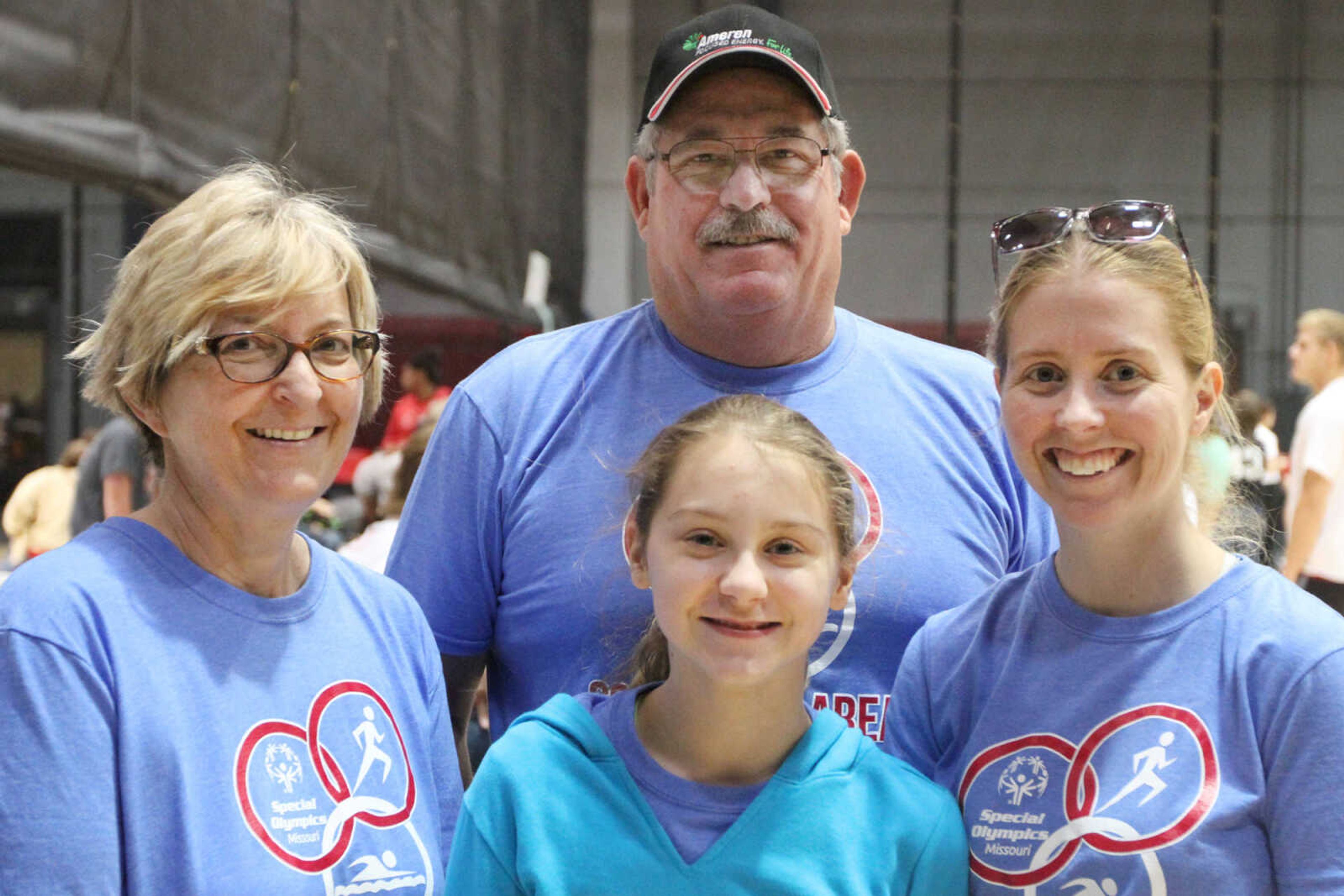 GLENN LANDBERG ~ glandberg@semissourian.com

Janice Collier, left, Pat Davidson, Laura Klipfel and Taylor Klipfel pose for a photo during the Missouri Special Olympics Southeast Area Spring Games Saturday, April 11, 2015 at the Student Recreation Center of Southeast Missouri State University.