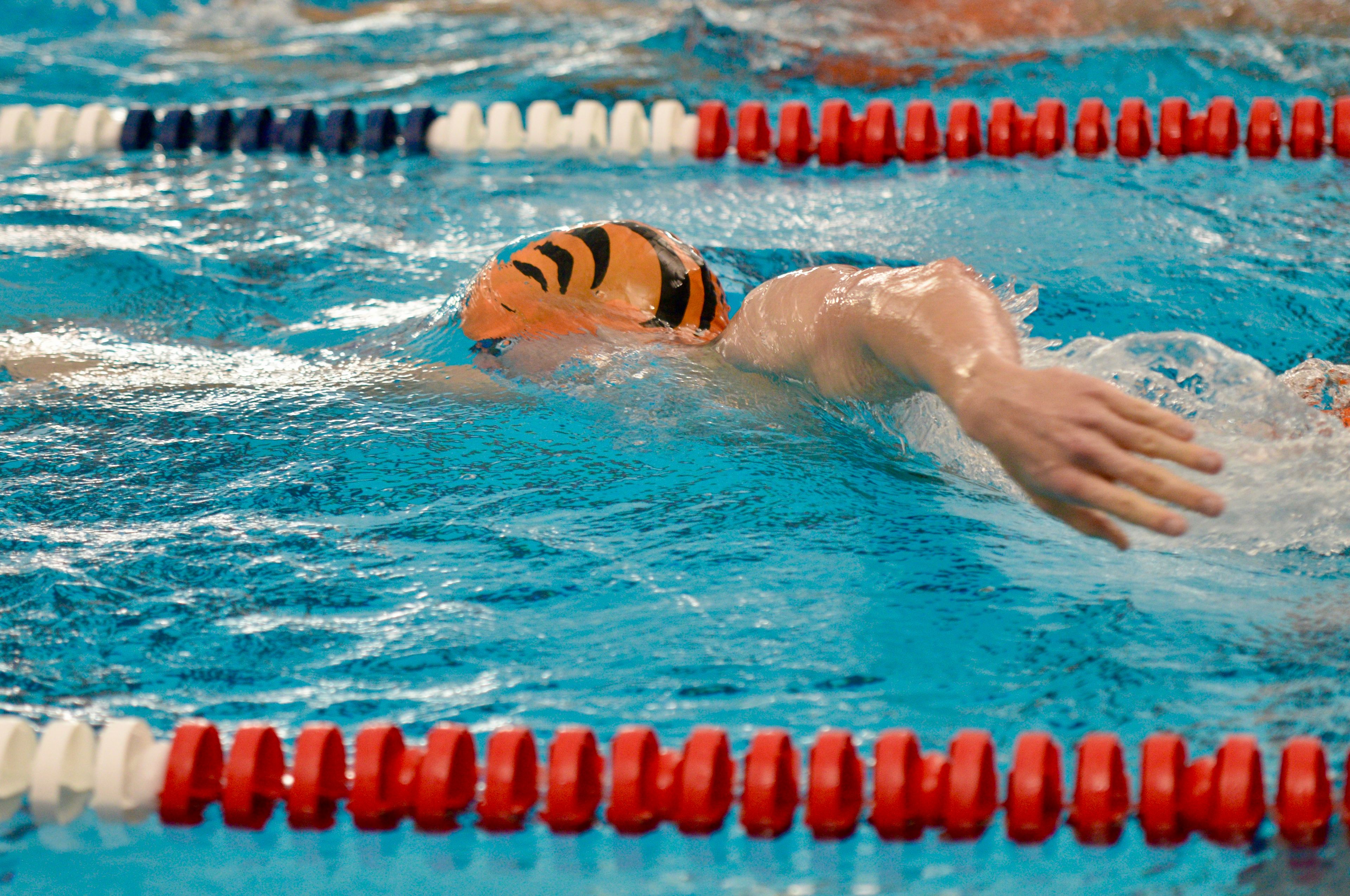 Cape Central’s Kent Sheridan swims underwater against Notre Dame on Tuesday, Oct. 29, at the Cape Aquatic Center.